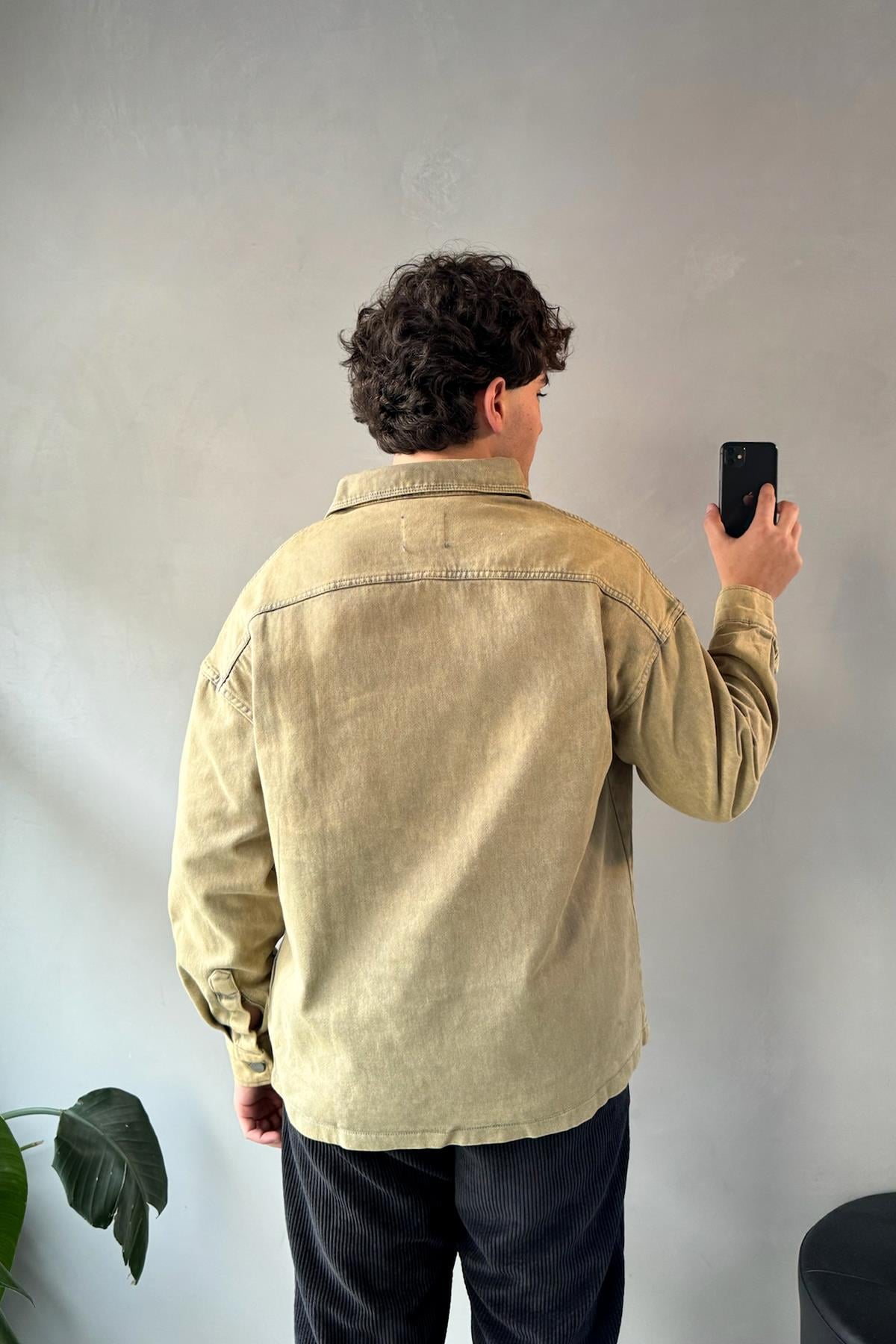 Cep Detay Düğmeli Ceket Haki