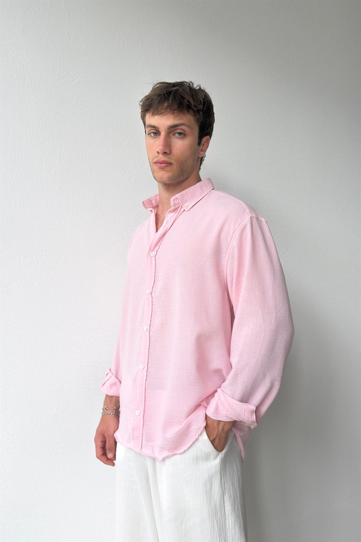 Chill Cozy Relax Fit Pembe Gömlek