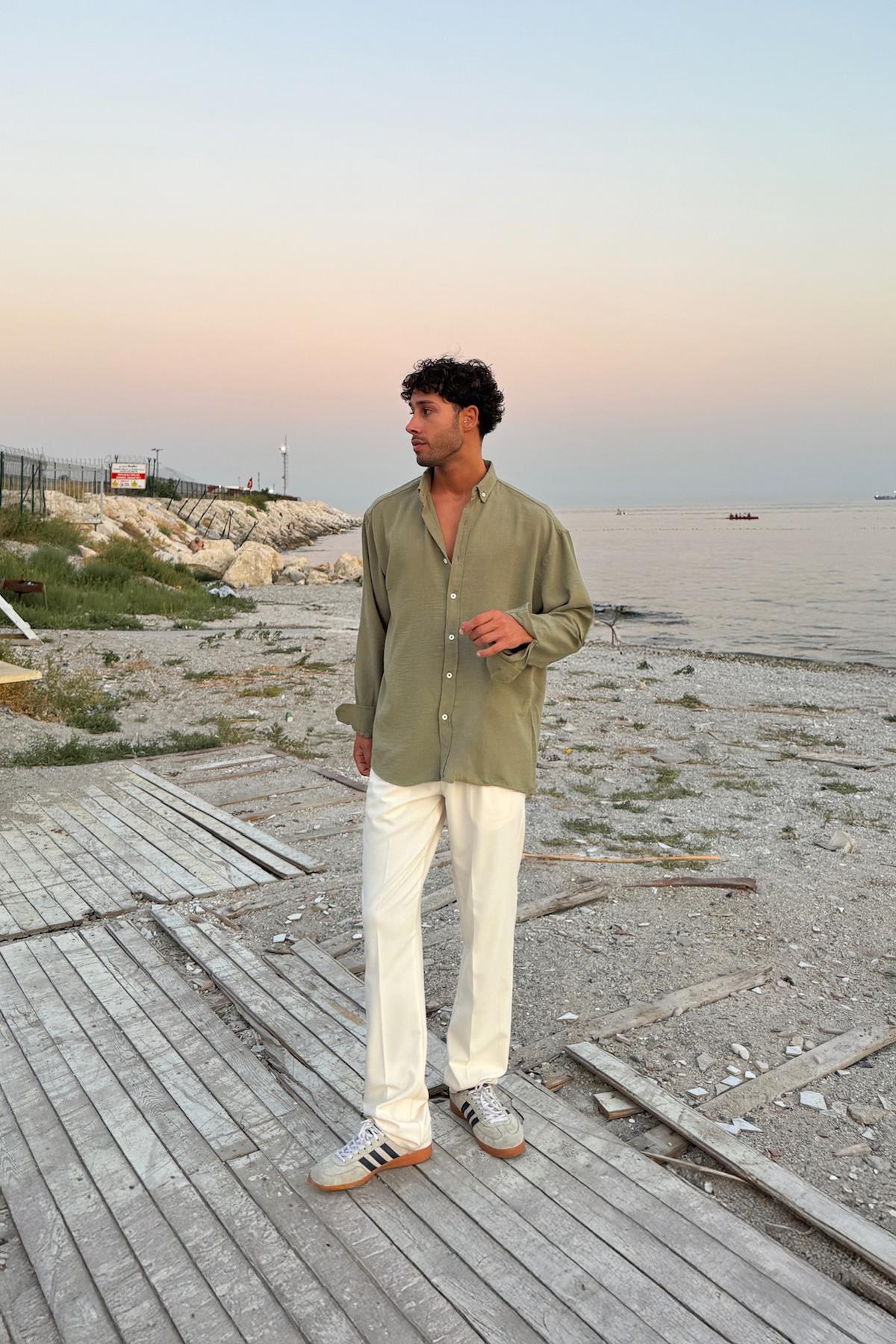 Chill Cozy Relax Fit Haki Gömlek