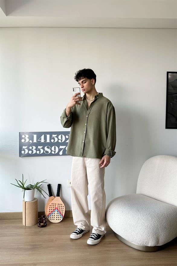Chill Cozy Relax Fit Haki Gömlek