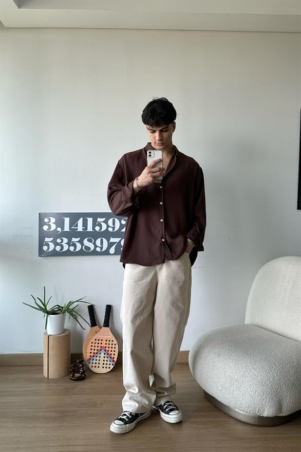 Chill Cozy Relax Fit Gömlek Kahverengi