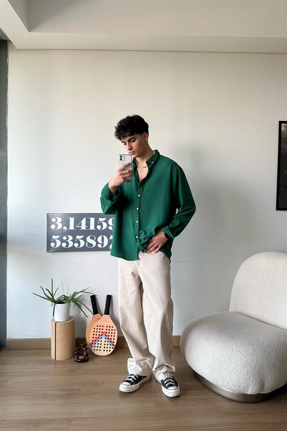 Chill Cozy Relax Fit Yeşil Gömlek