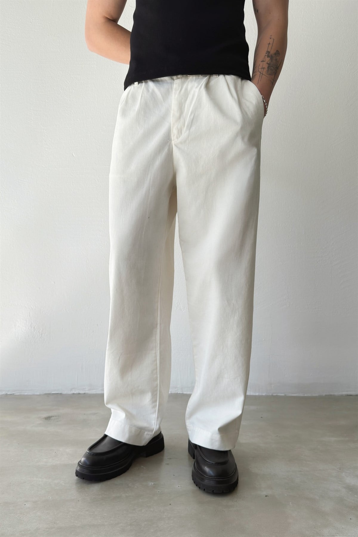 Çift Pileli Gabardin Boyfriend Pantolon