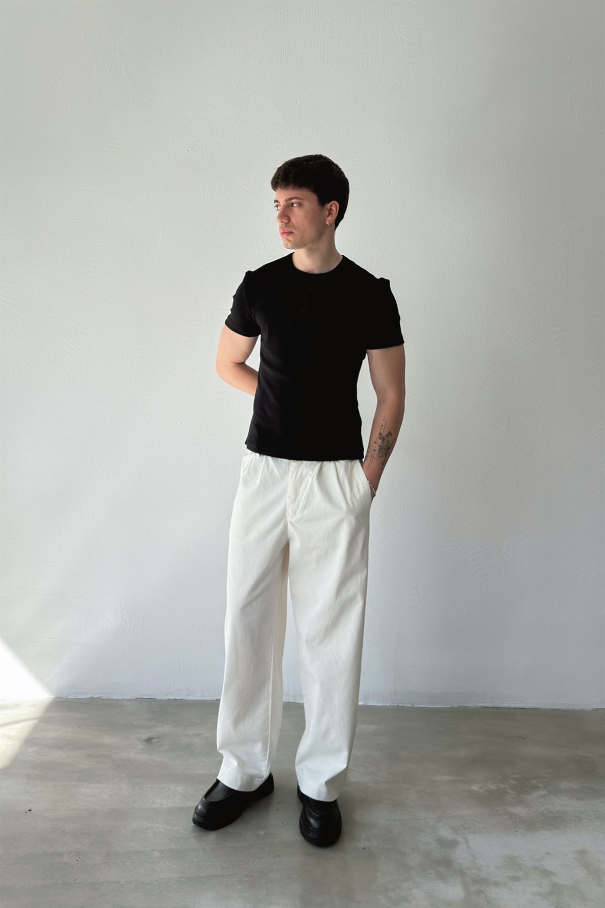 Çift Pileli Gabardin Boyfriend Pantolon