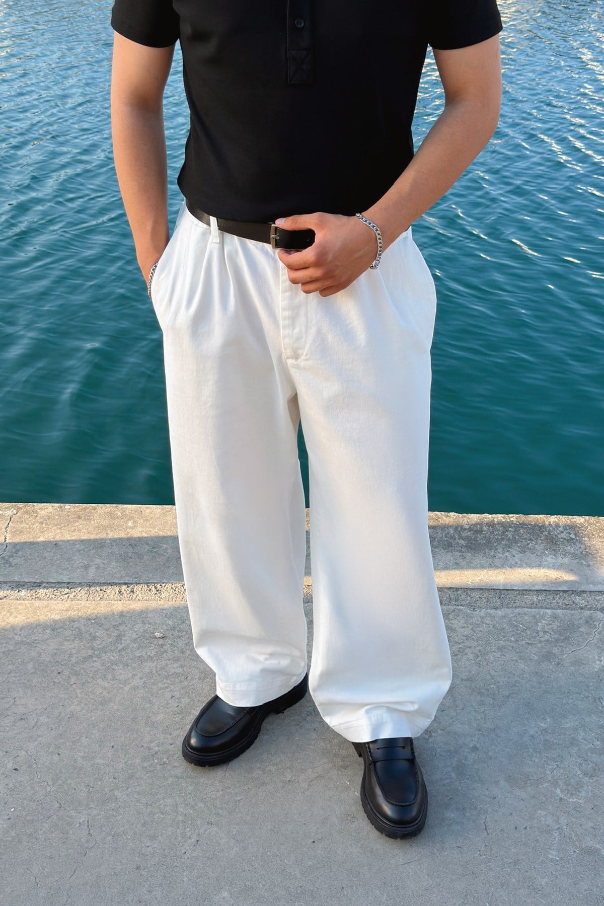 Çift Pileli Gabardin Boyfriend Pantolon