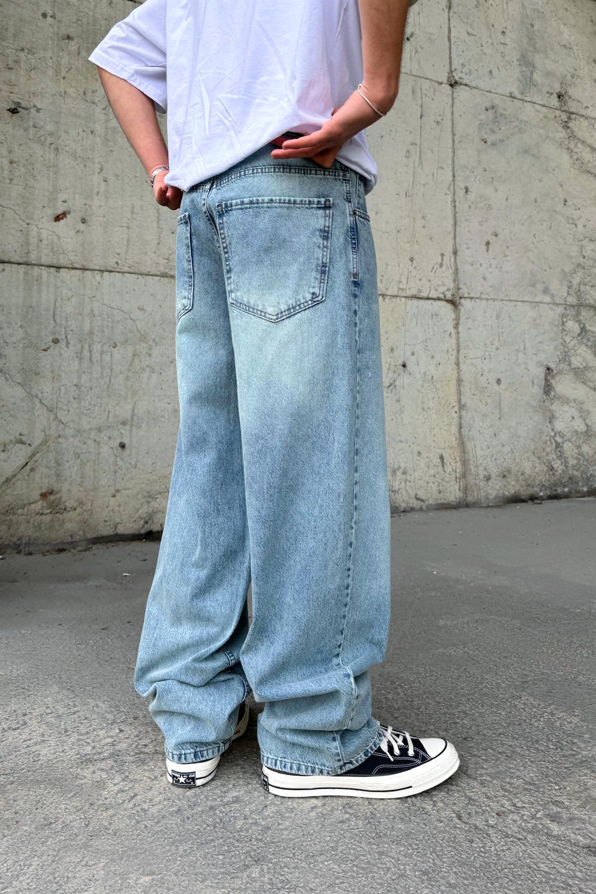 Çizgili Yeşil Baggy Jean