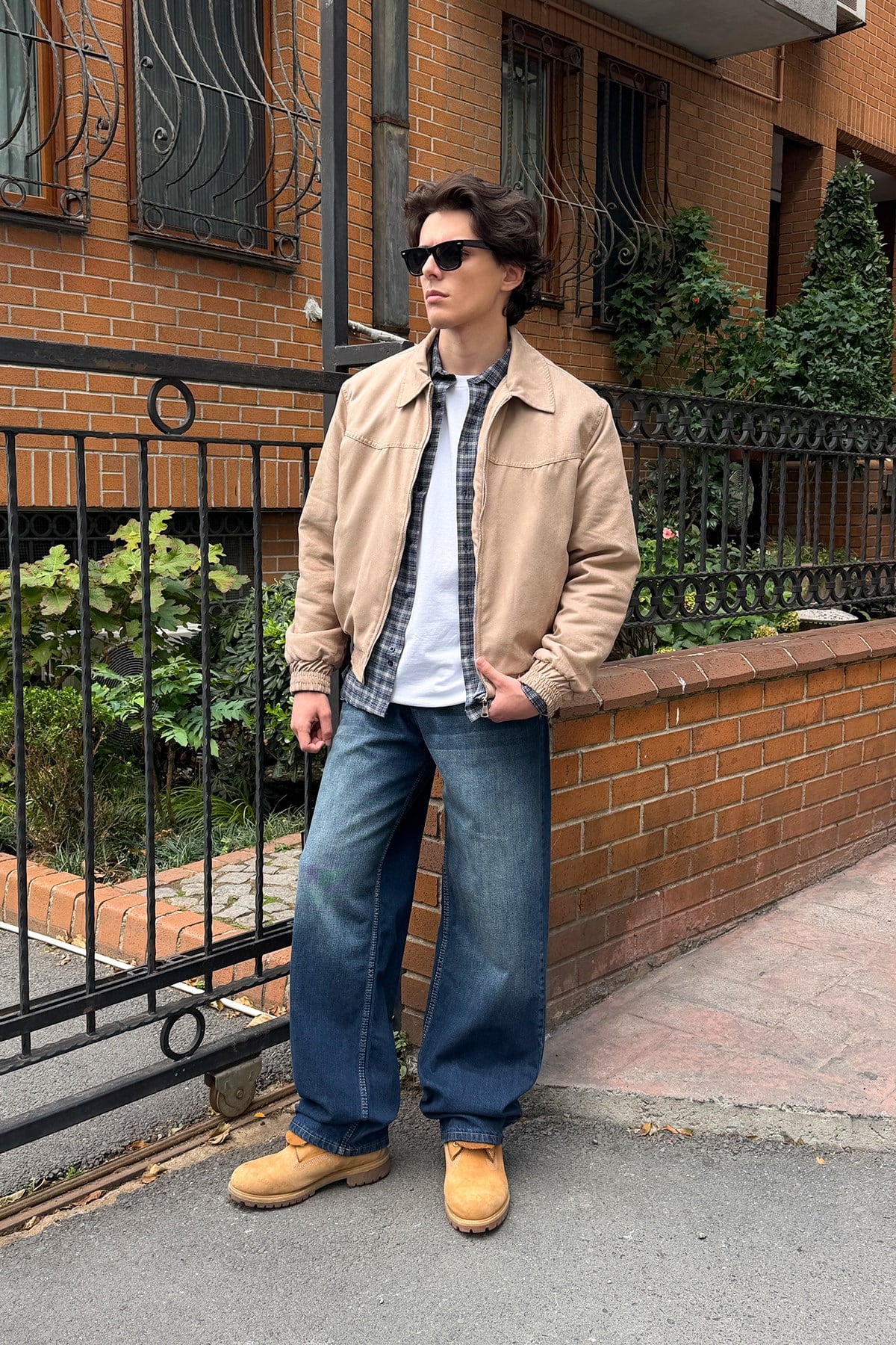 Çizgili Eksitmeli Baggy Jean