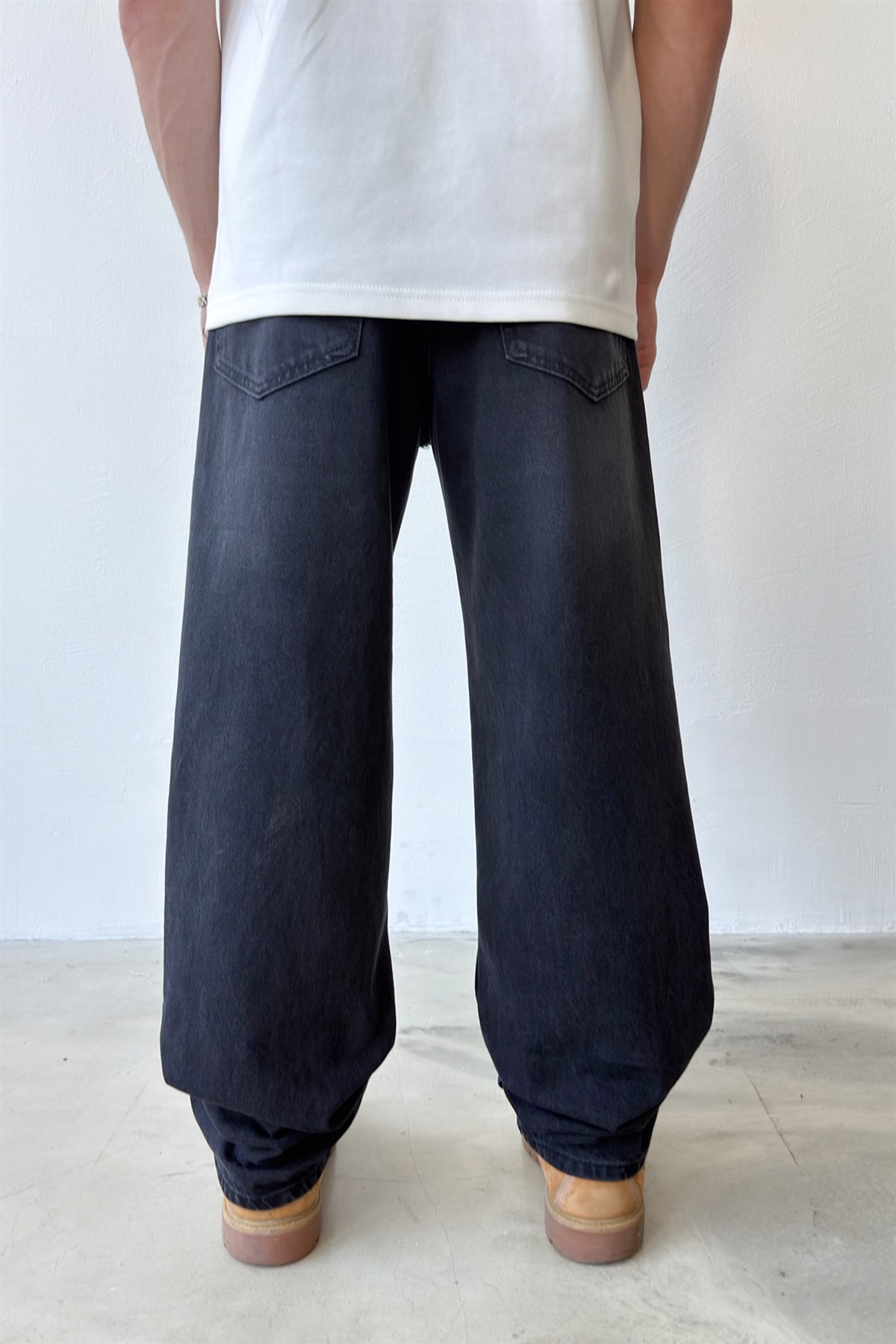 Çizgili Eskitme Model Baggy Jean