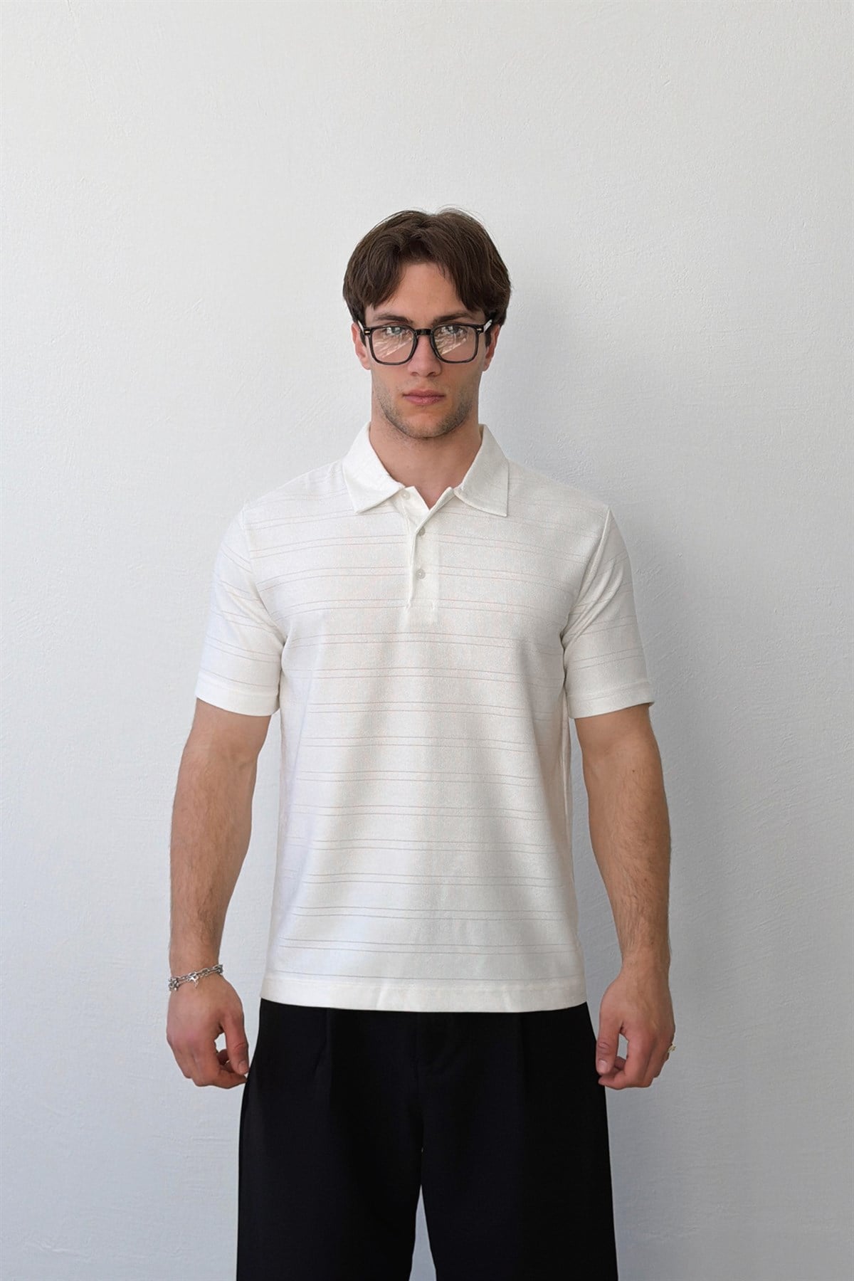 Çizgili Gömlek Yaka Tişört