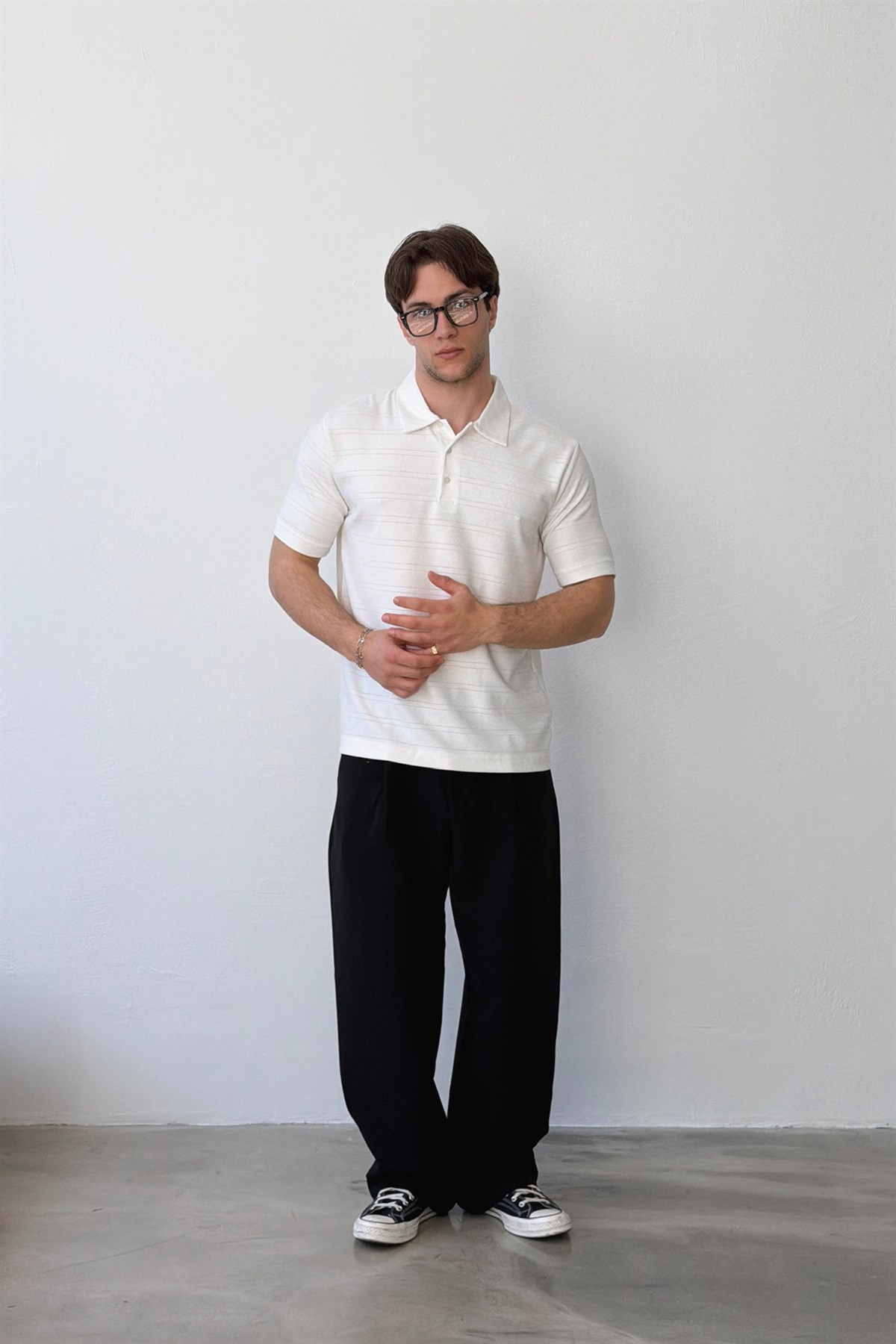 Çizgili Gömlek Yaka Tişört