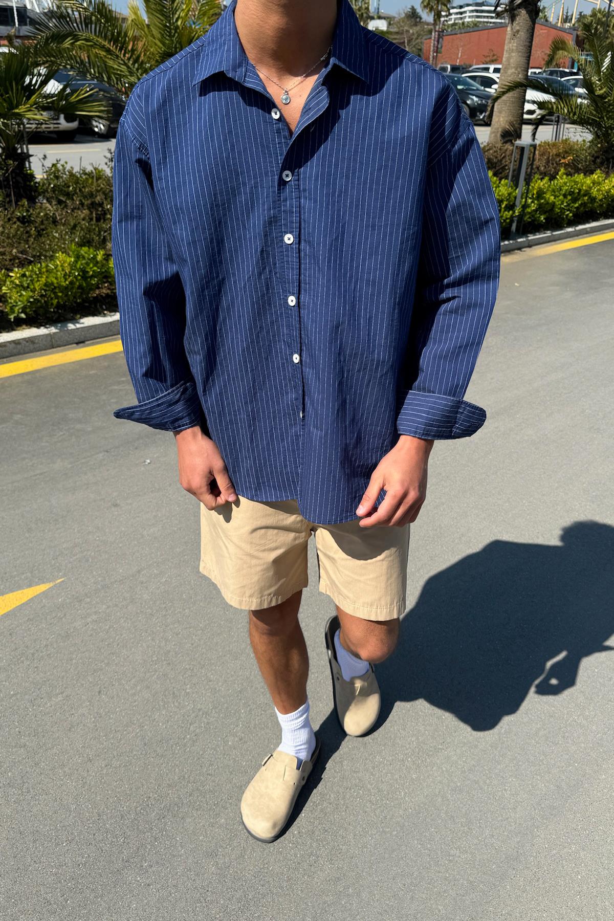 Çizgili Oversize Gömlek