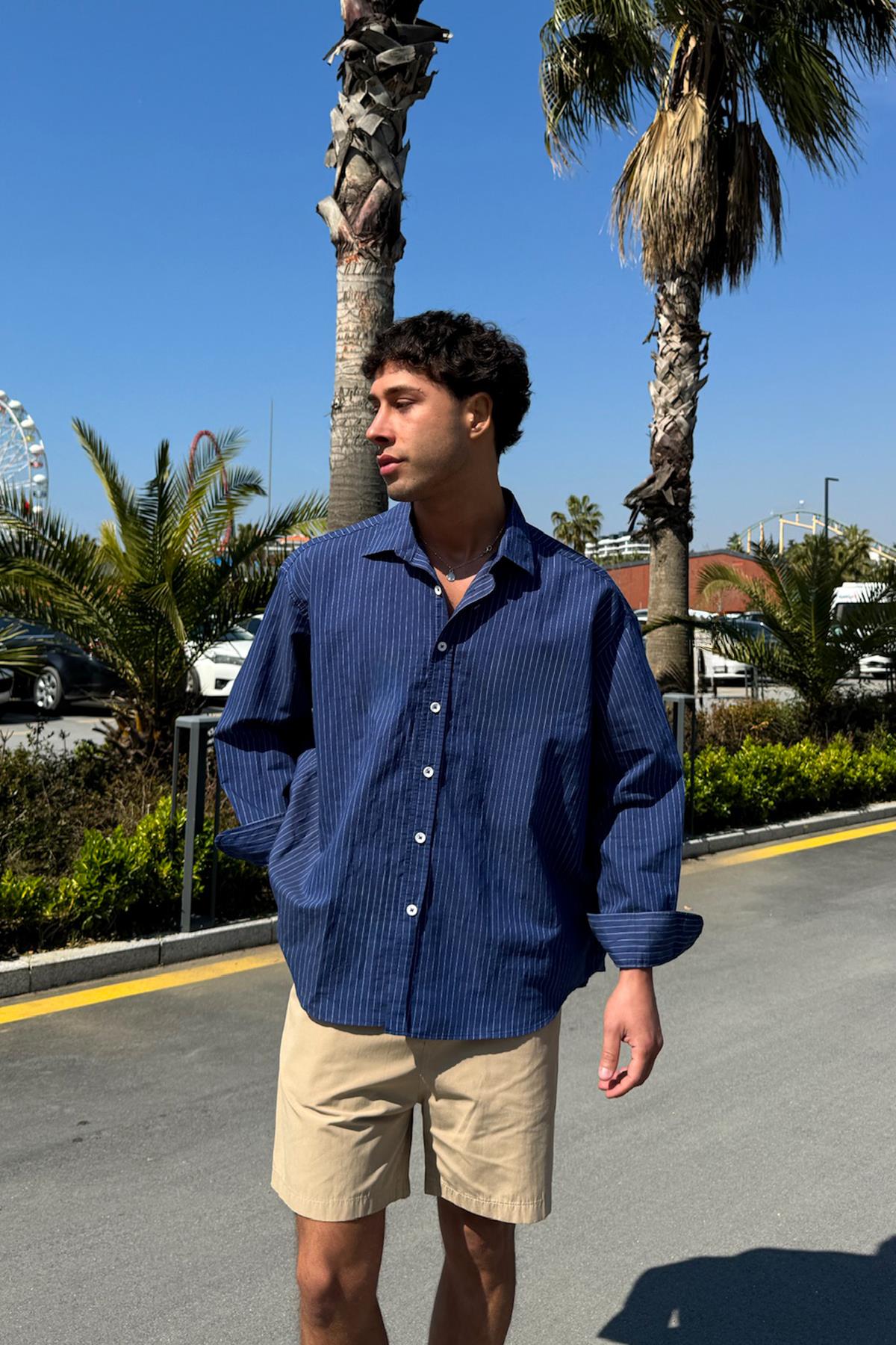 Çizgili Oversize Gömlek