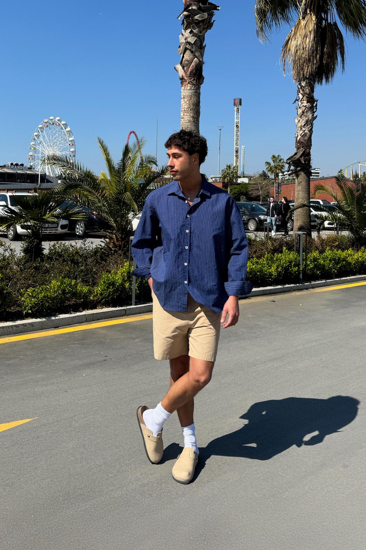 Çizgili Oversize Gömlek