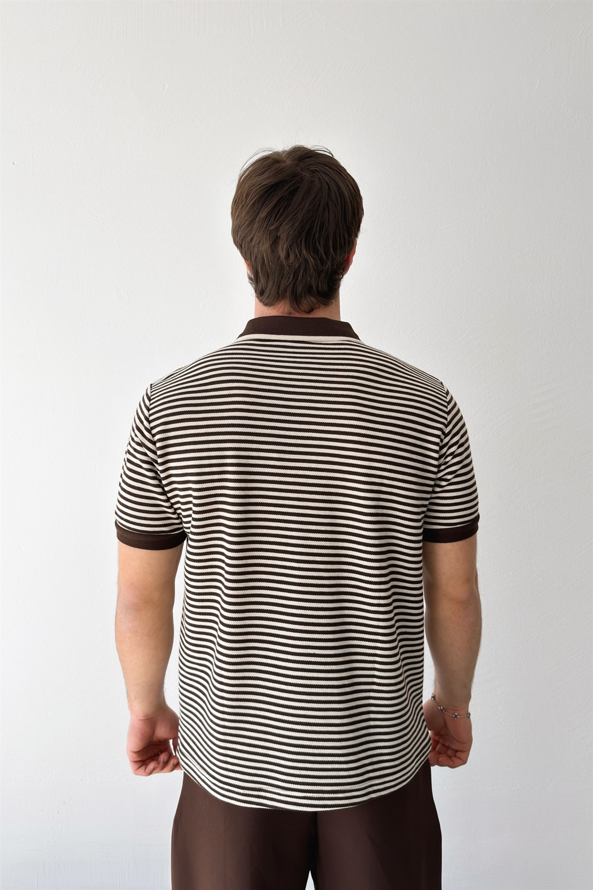Çizgili Polo Yaka Tişört