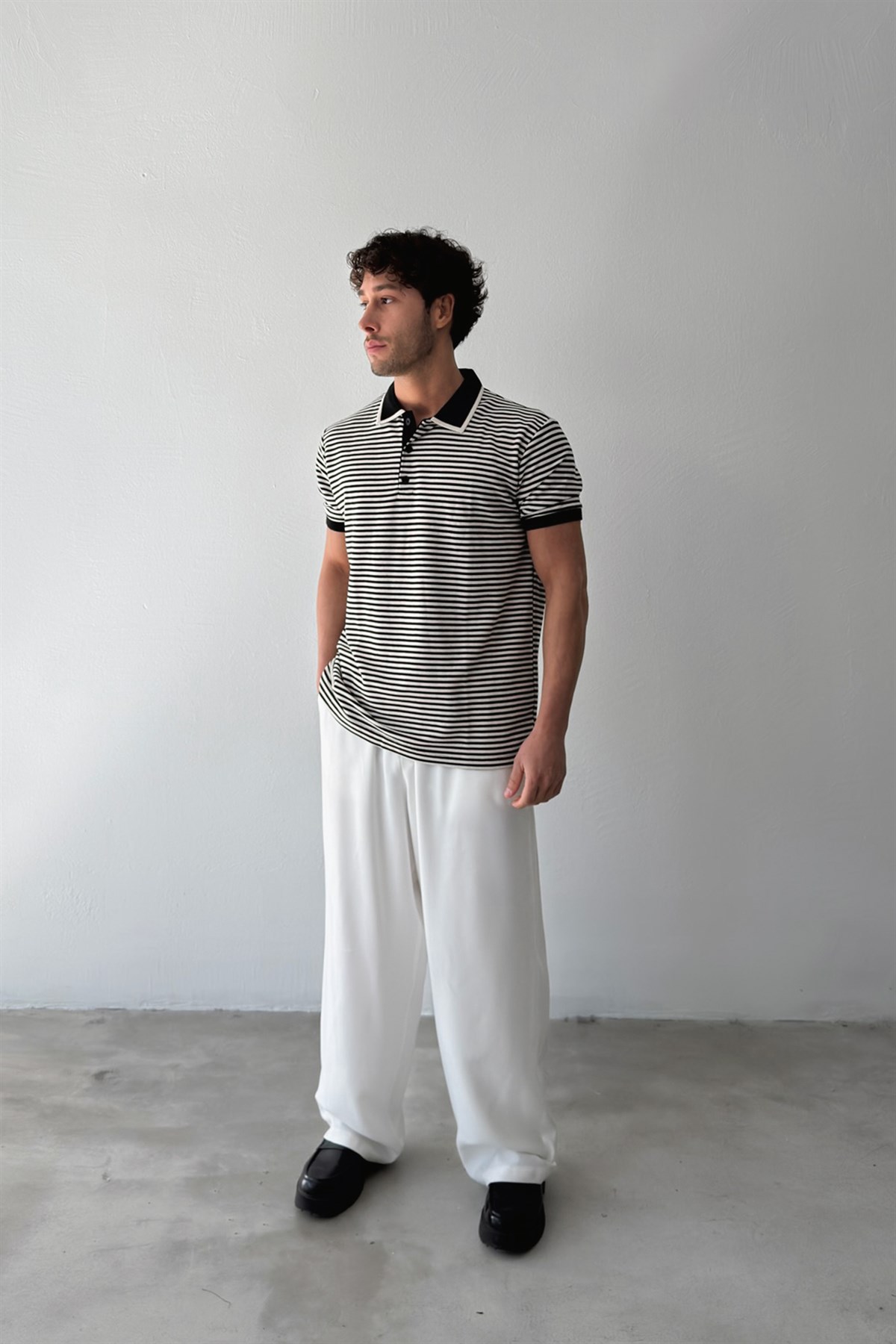 Çizgili Polo Yaka Tişört