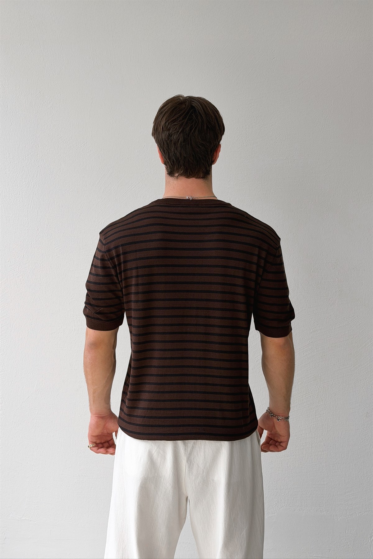 Çizgili Triko Tişört