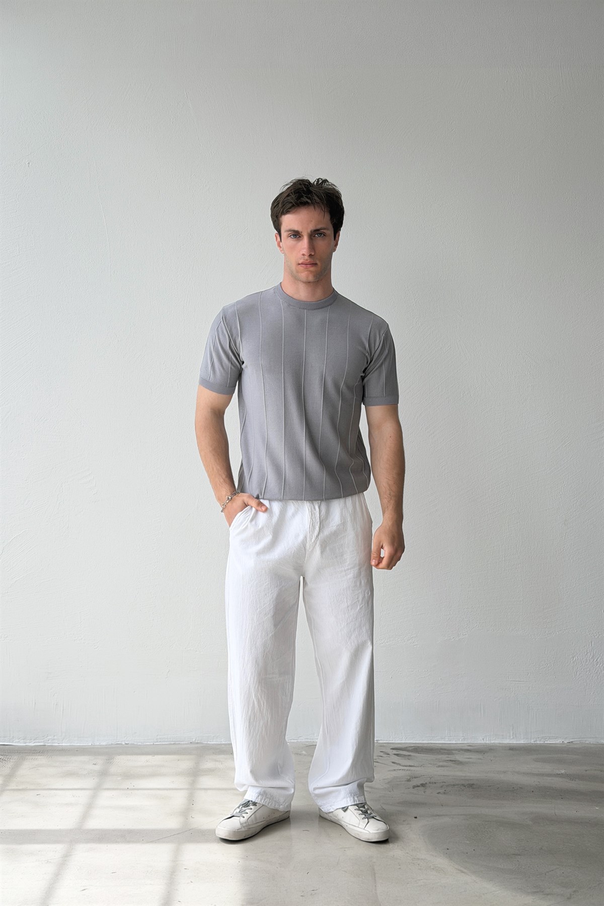 Çizgili Triko Tişört