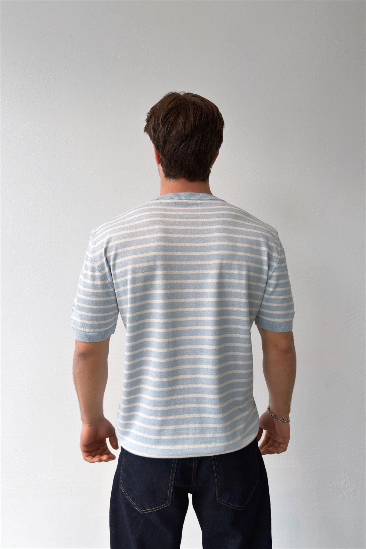 Çizgili Triko Tişört