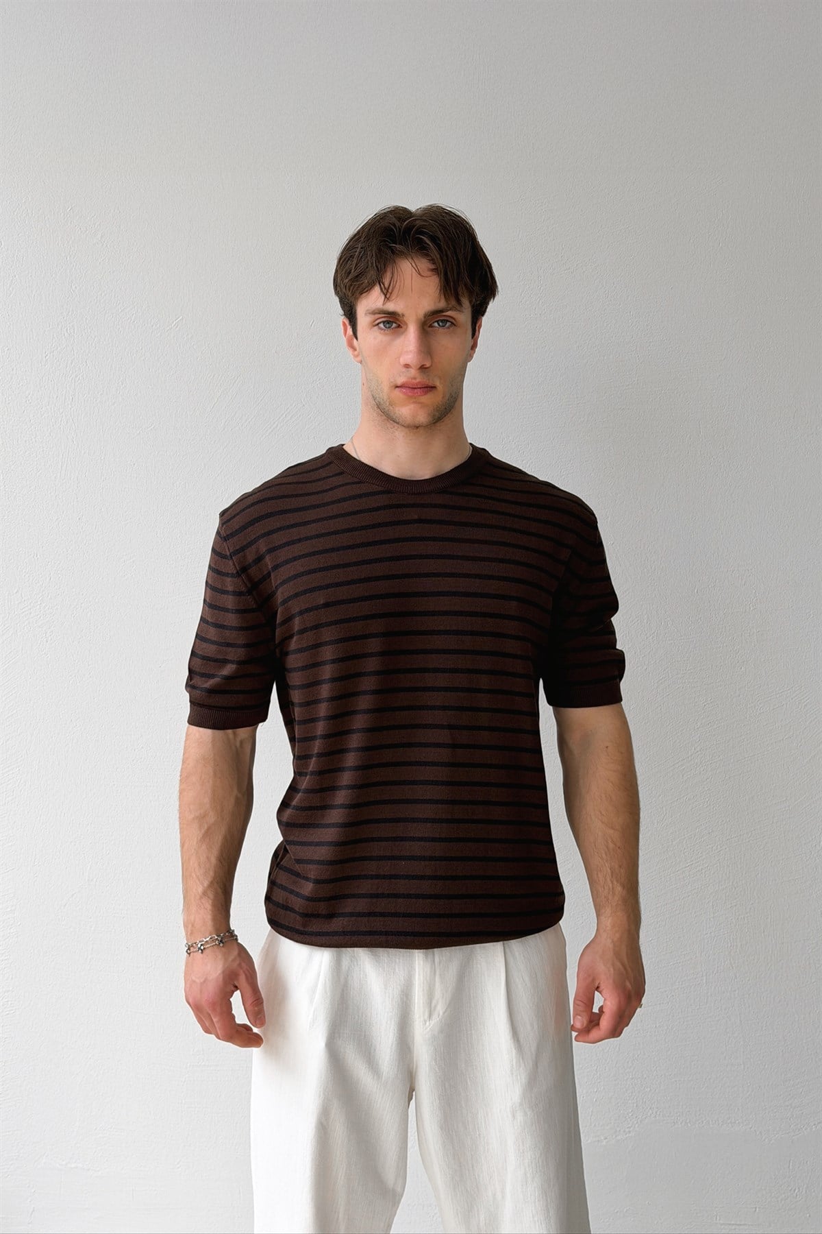 Çizgili Triko Tişört