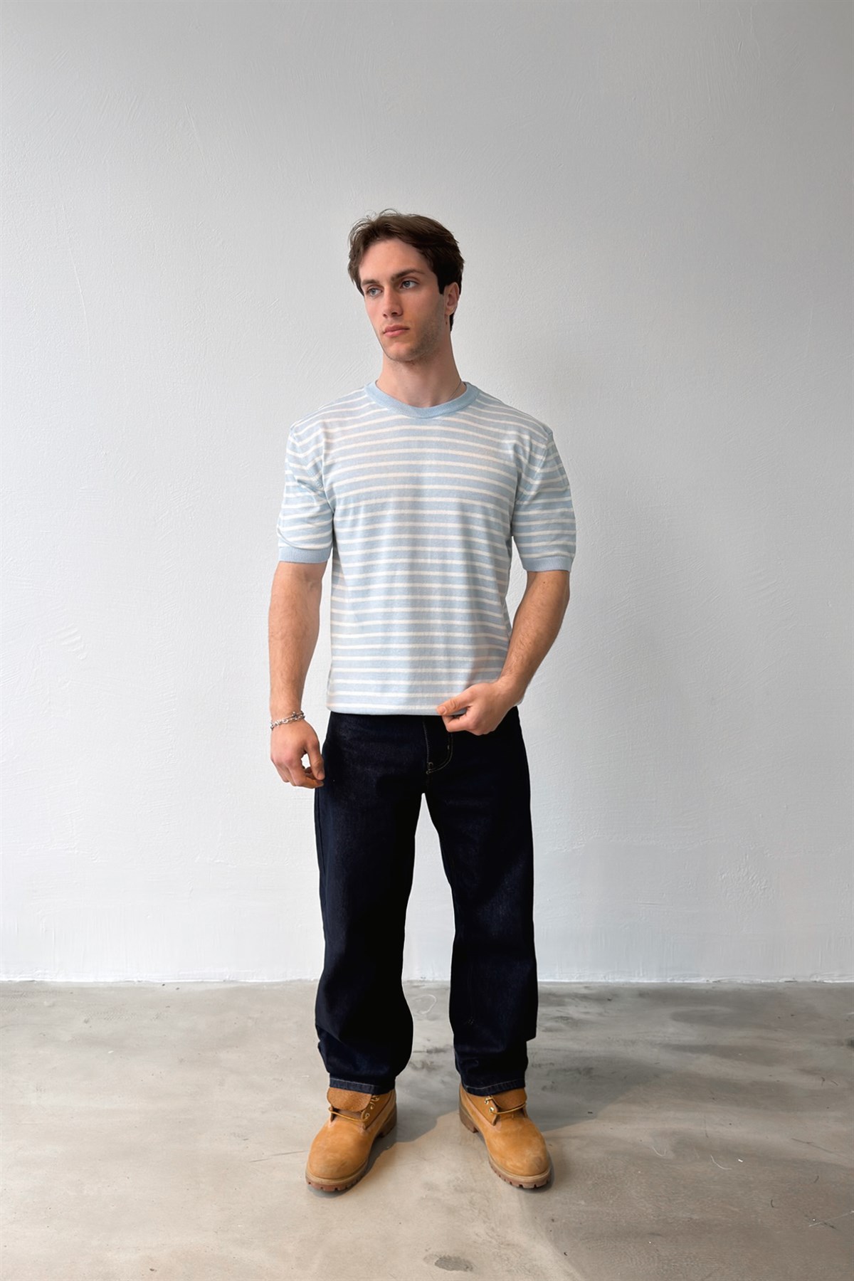 Çizgili Triko Tişört