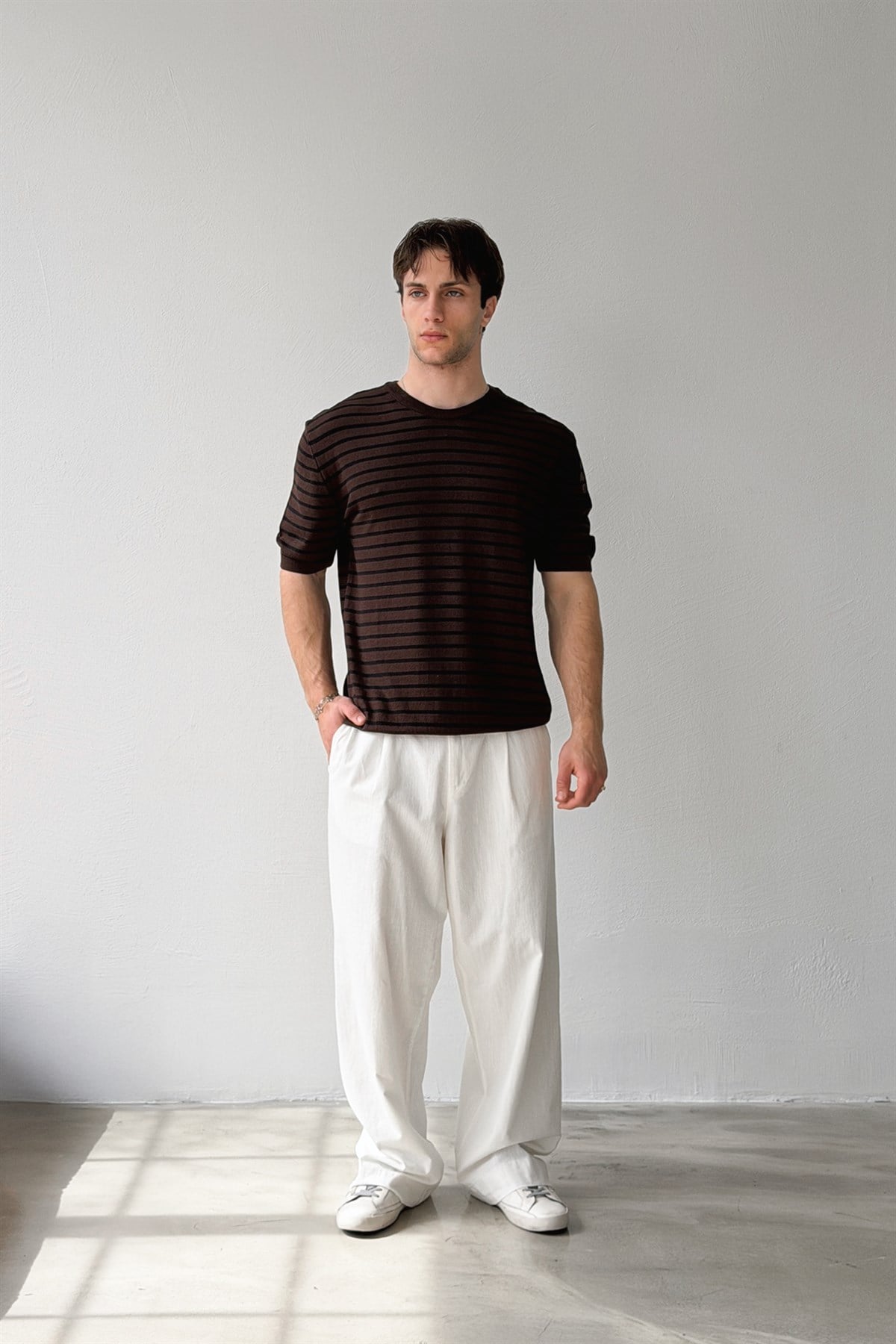 Çizgili Triko Tişört