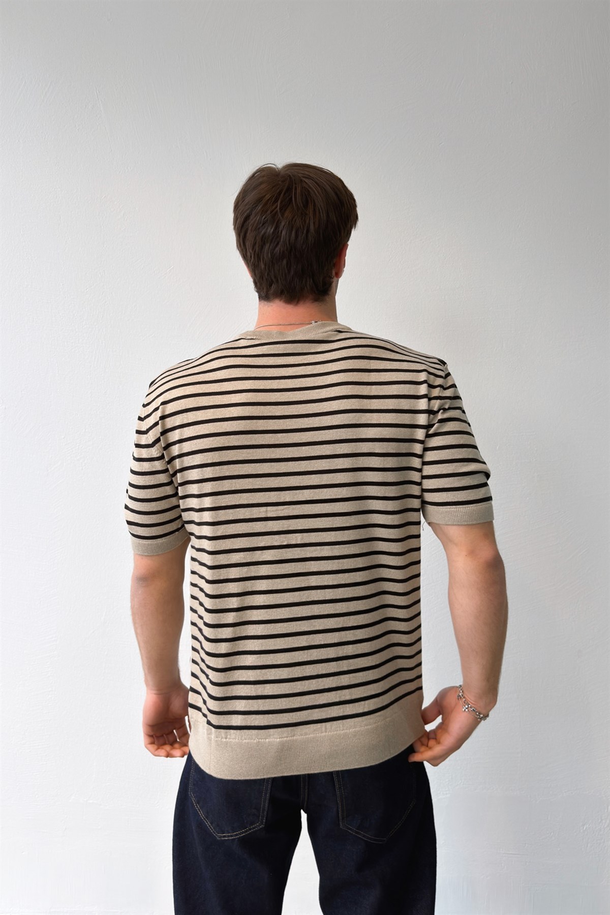 Çizgili Triko Tişört