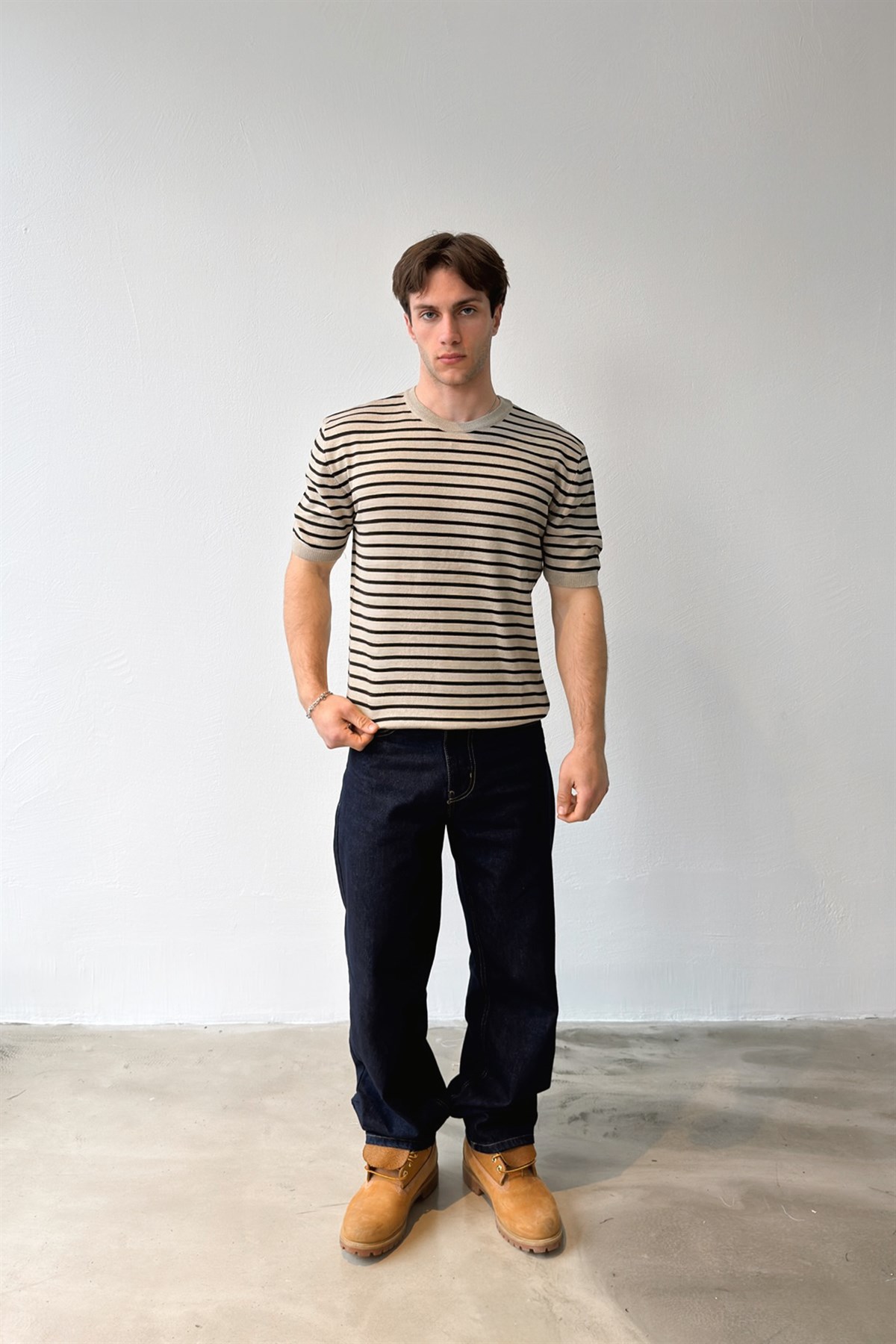 Çizgili Triko Tişört