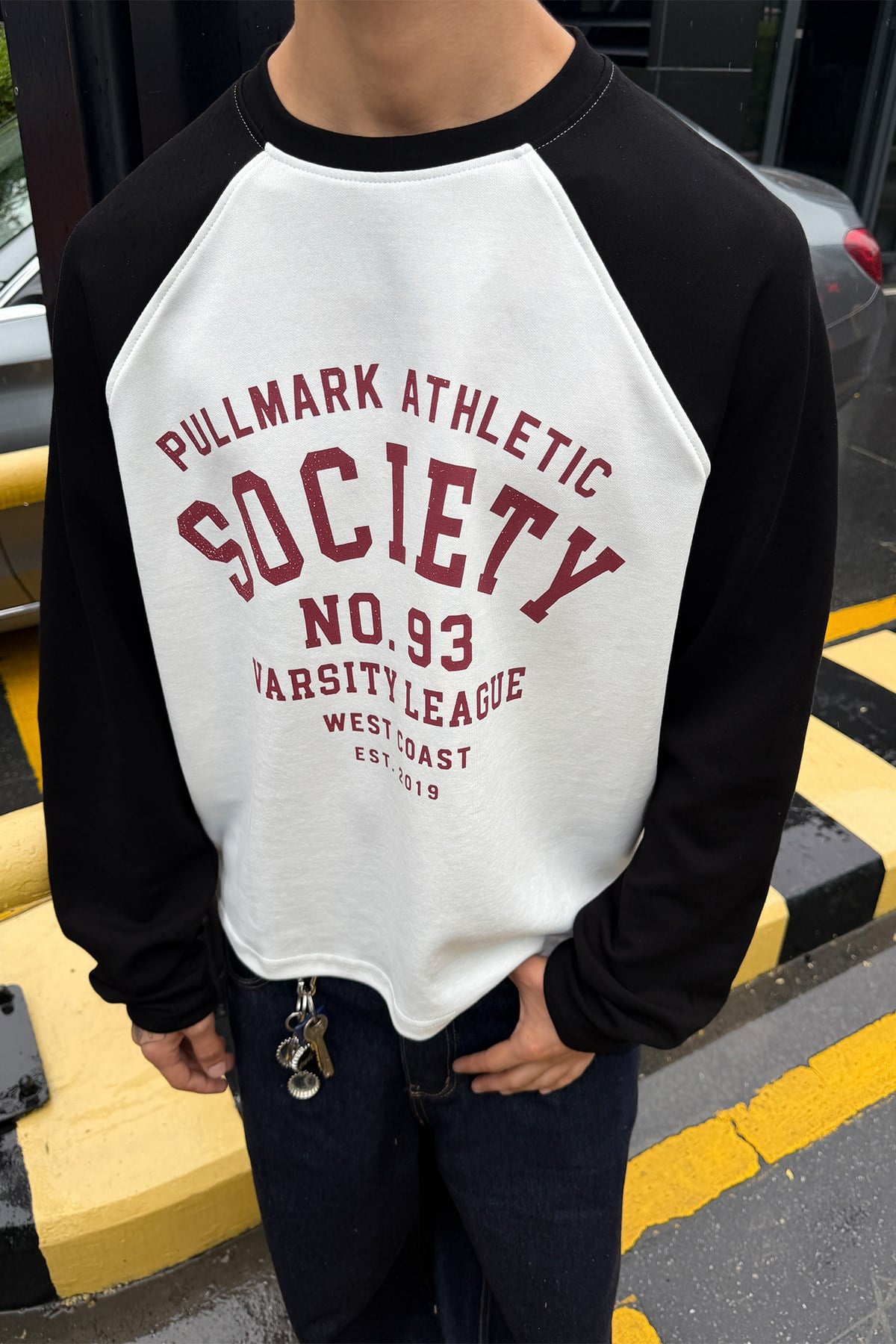 Contrast Print Boxy Fit Raglan Long Sleeve