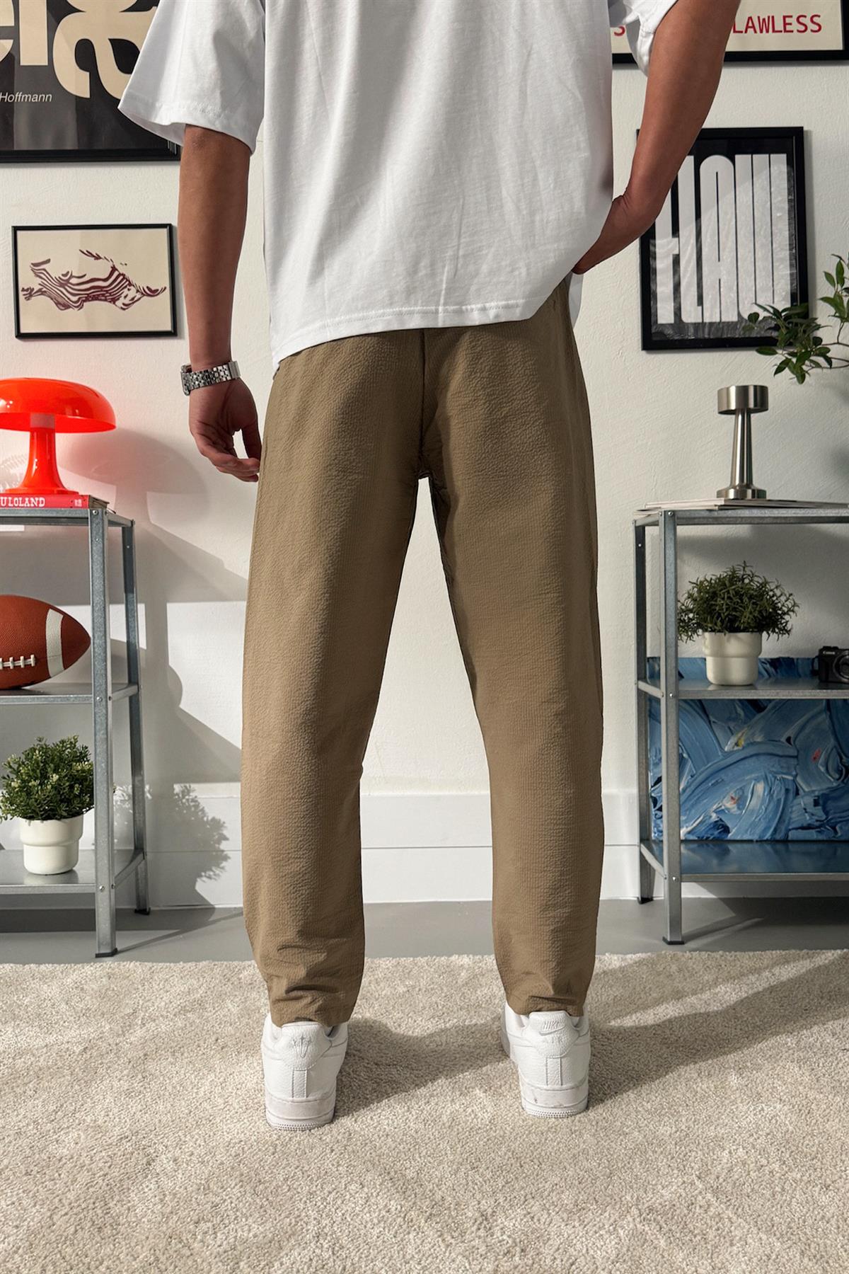 Çzigili Boyfrend Kesim Kumaş Pantalon