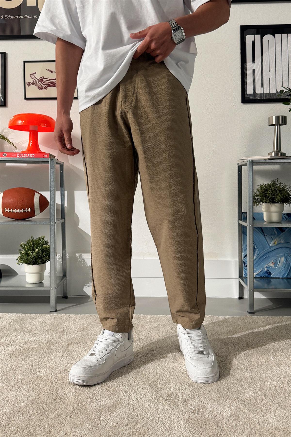 Çzigili Boyfrend Kesim Kumaş Pantalon