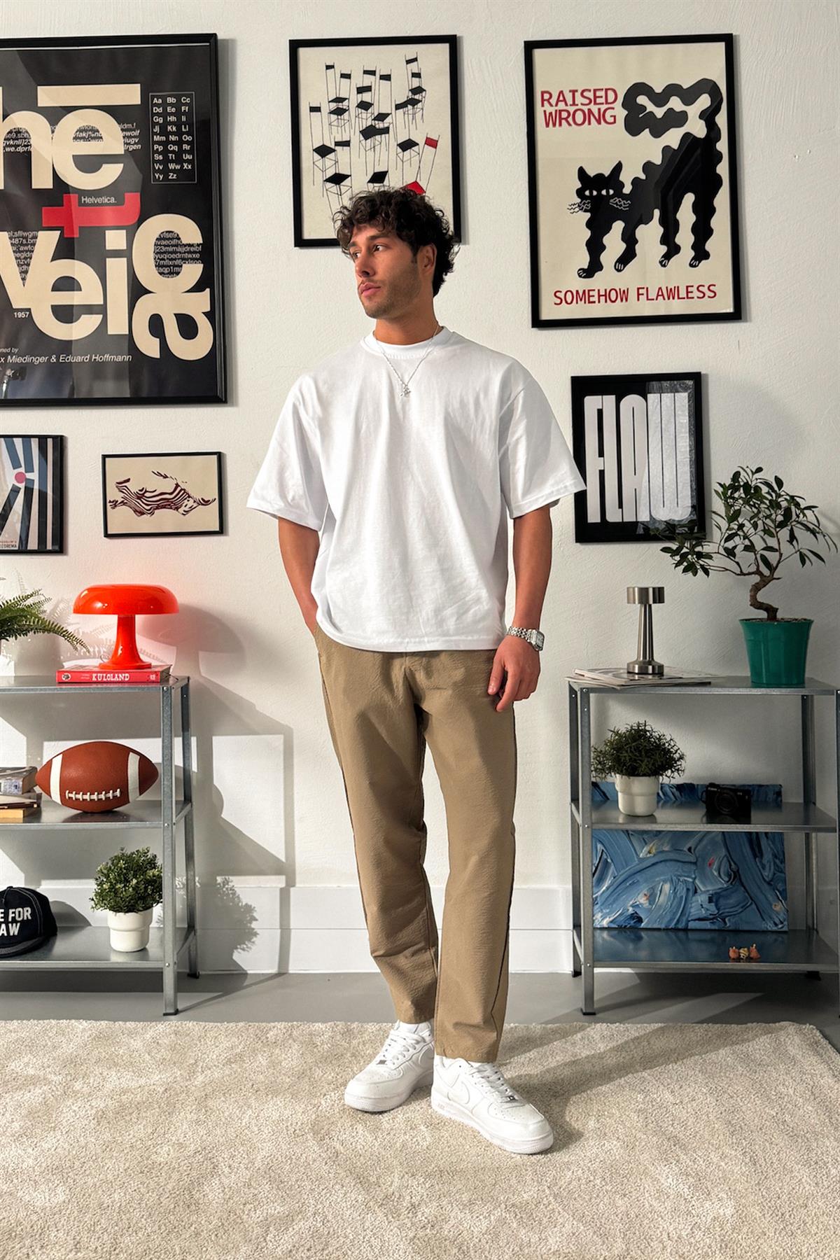 Çzigili Boyfrend Kesim Kumaş Pantalon