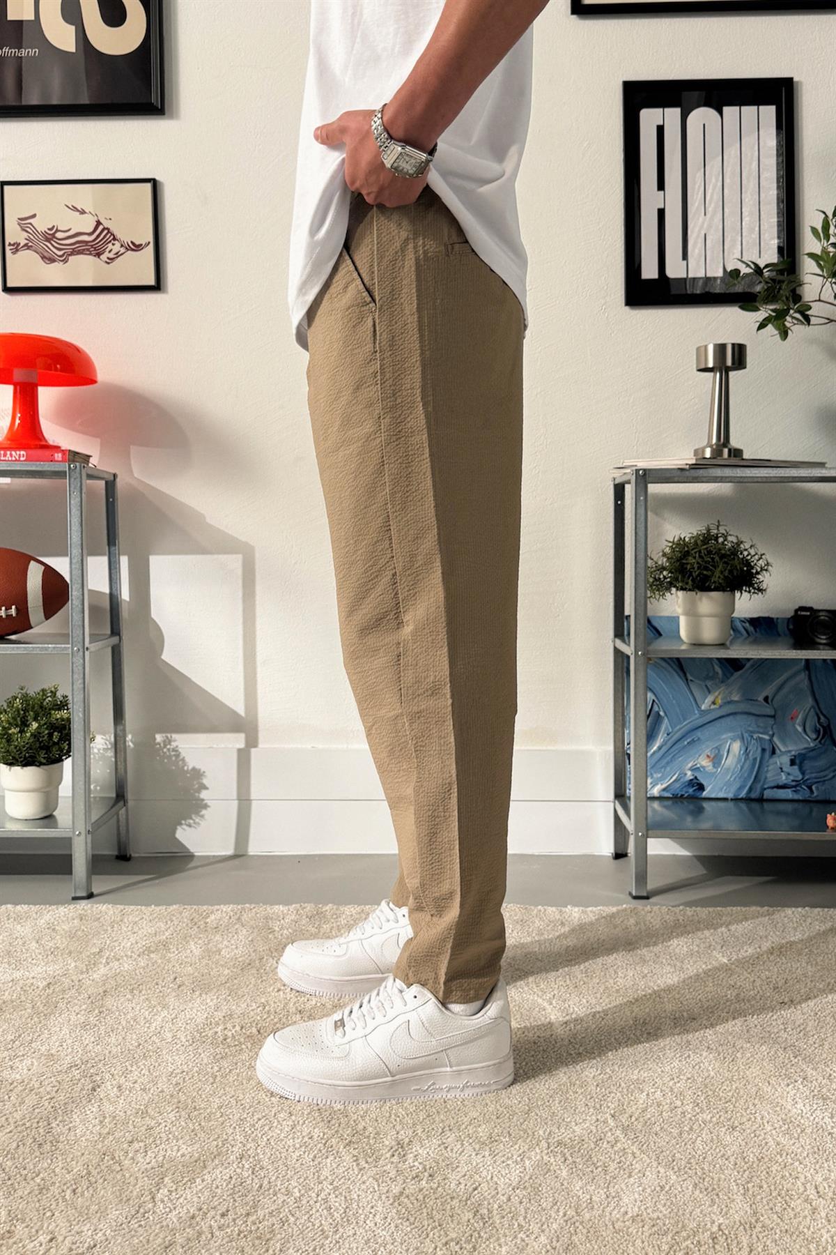 Çzigili Boyfrend Kesim Kumaş Pantalon