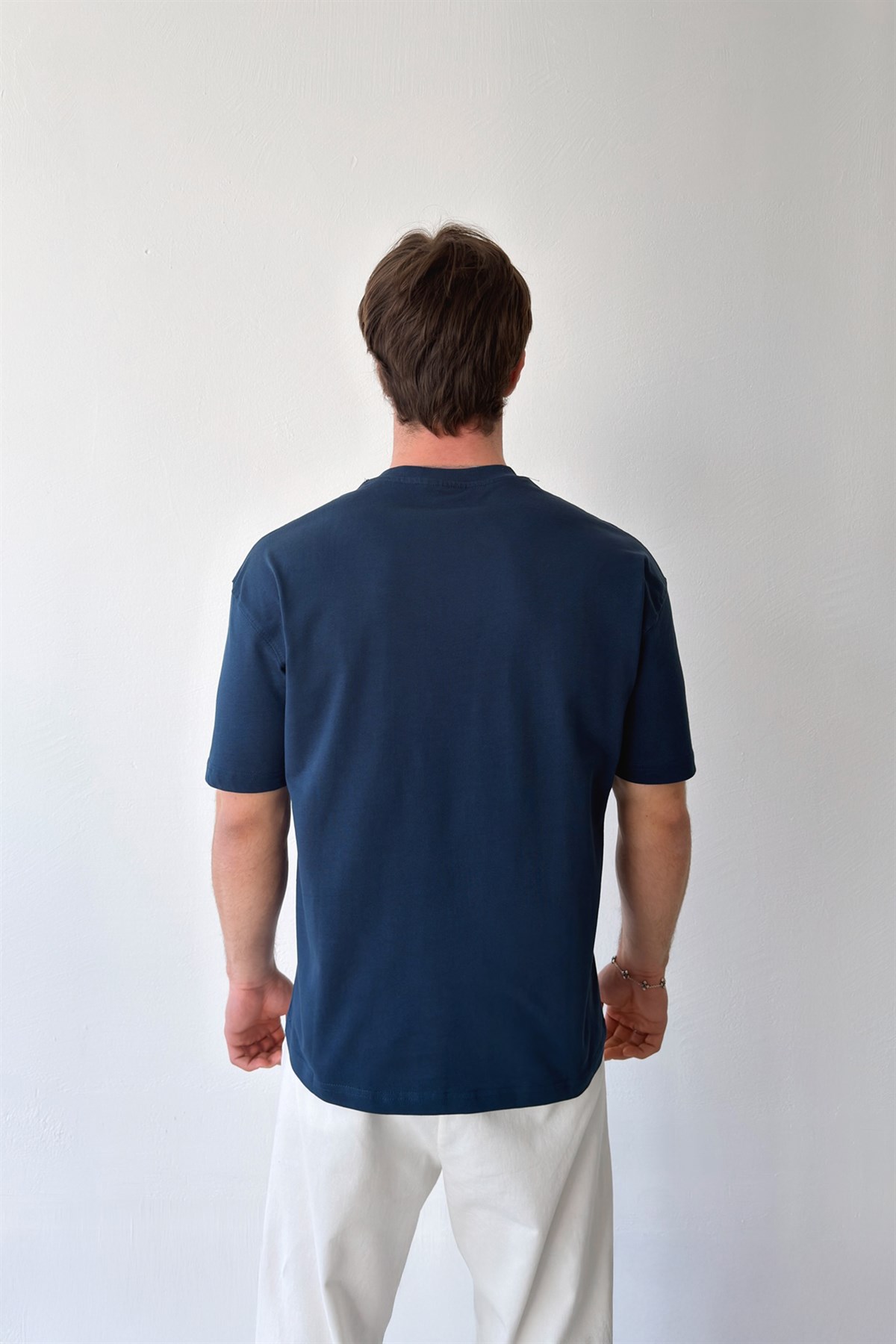 Denver Nakışlı İndigo Oversize Tişört