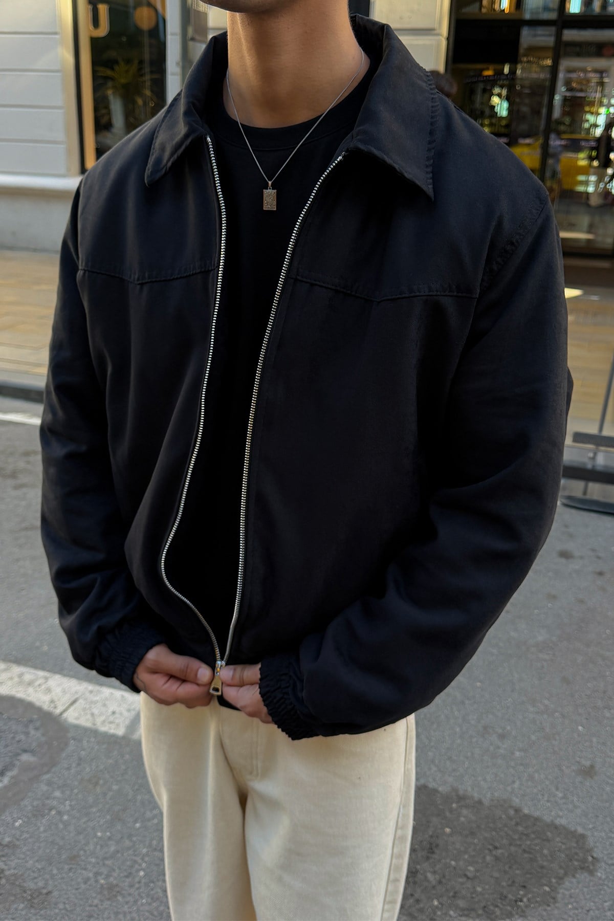 90s Black Bomber Jacket
