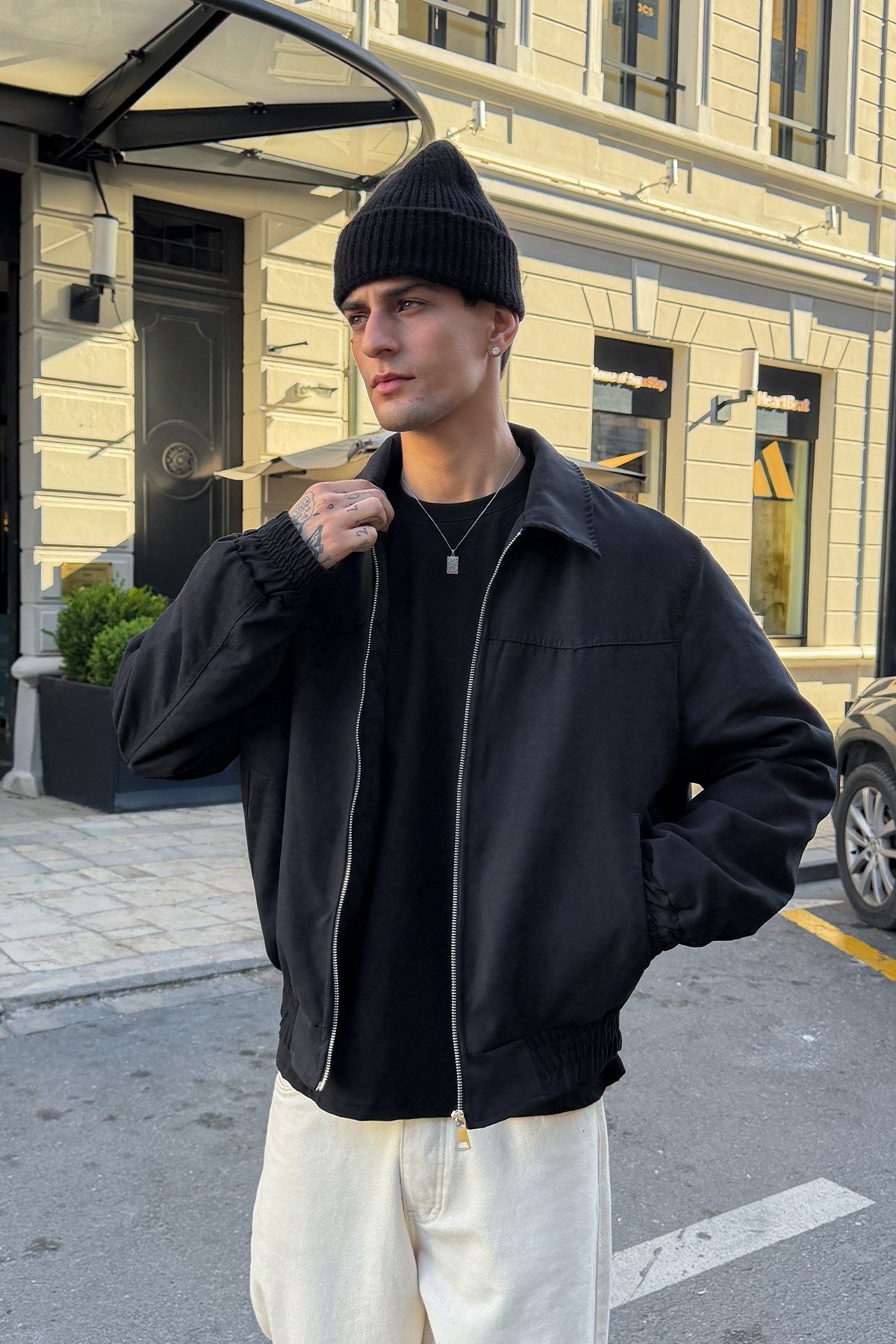 90s Black Bomber Jacket