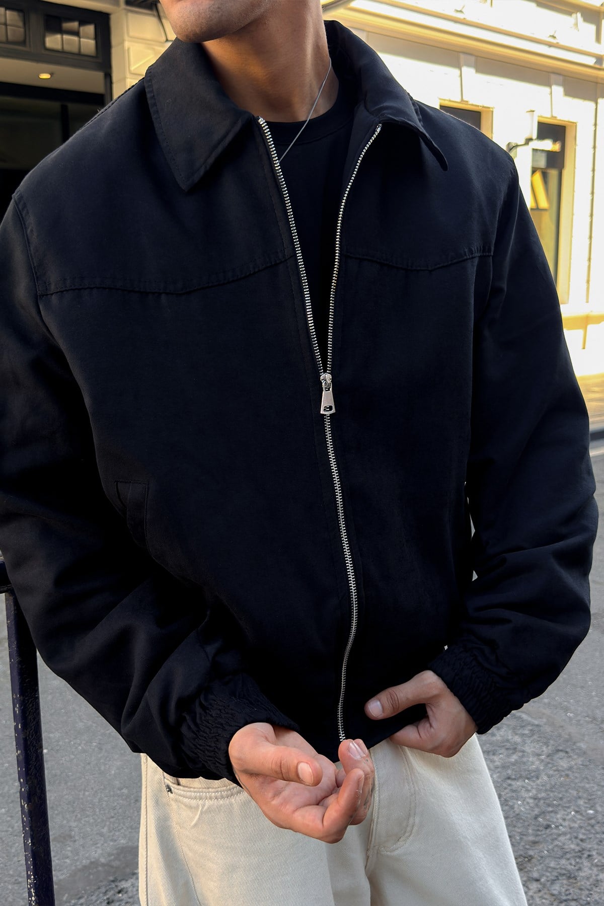 90s Black Bomber Jacket