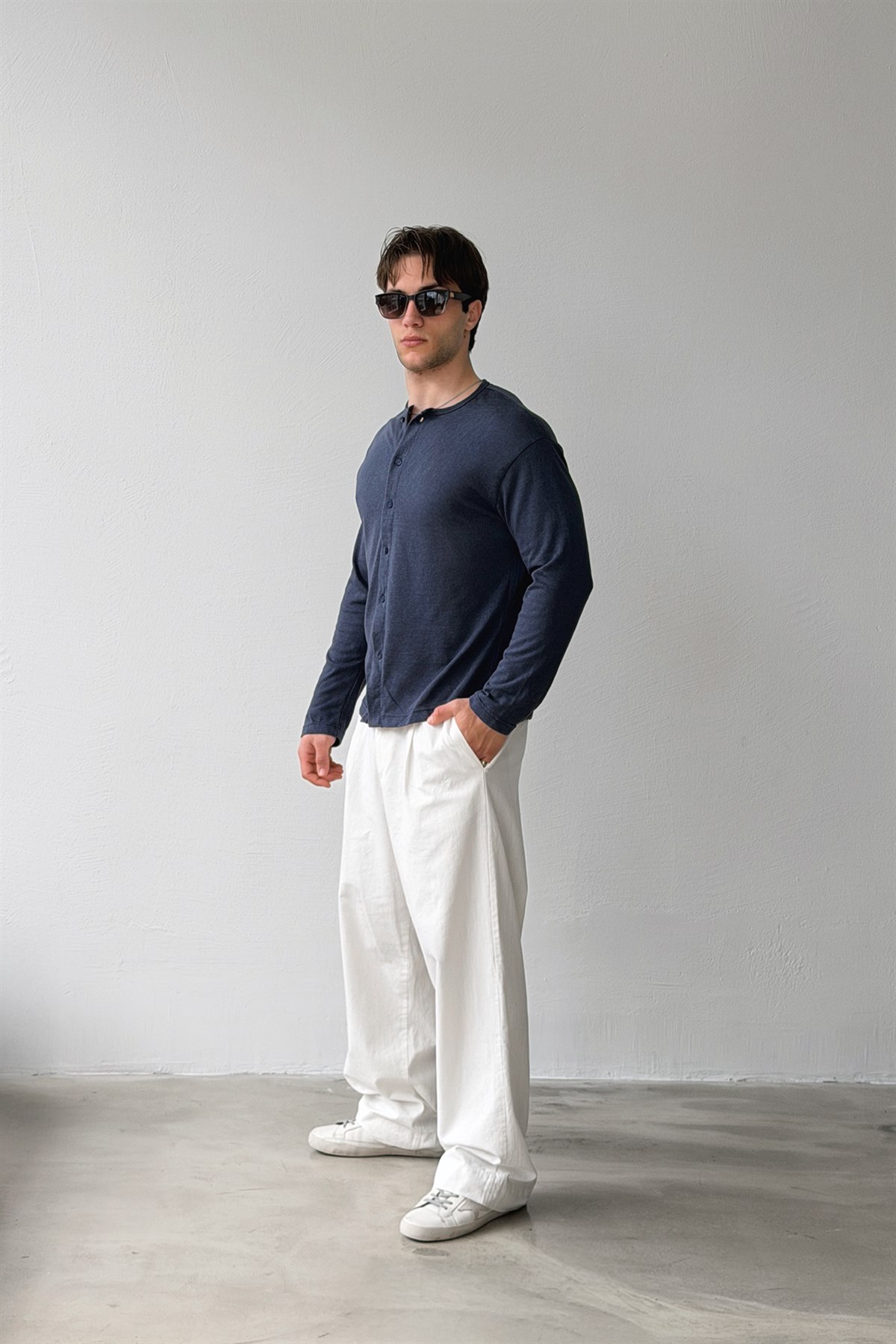 Düğmeli Oversize İnce Hırka
