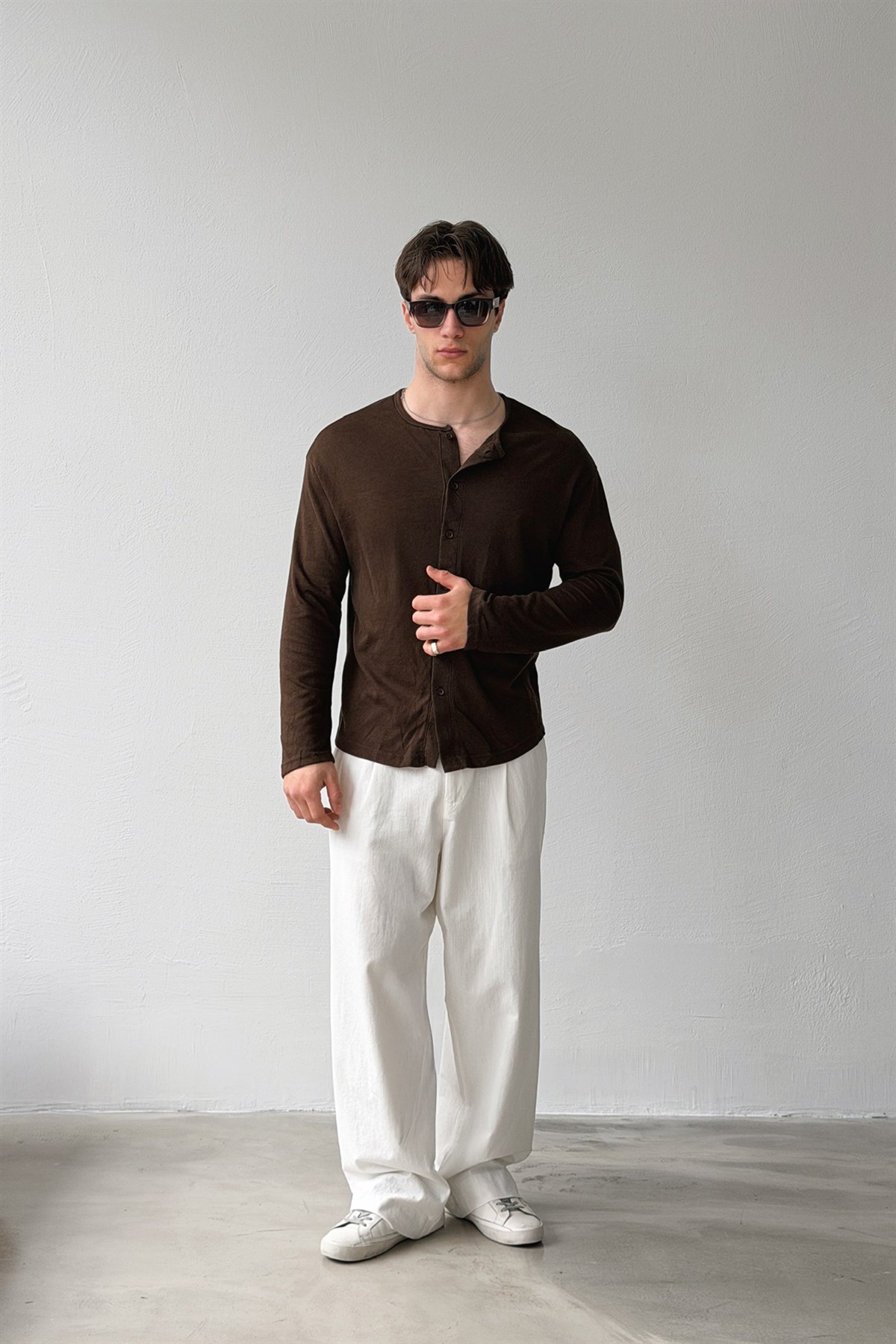 Düğmeli Oversize İnce Hırka