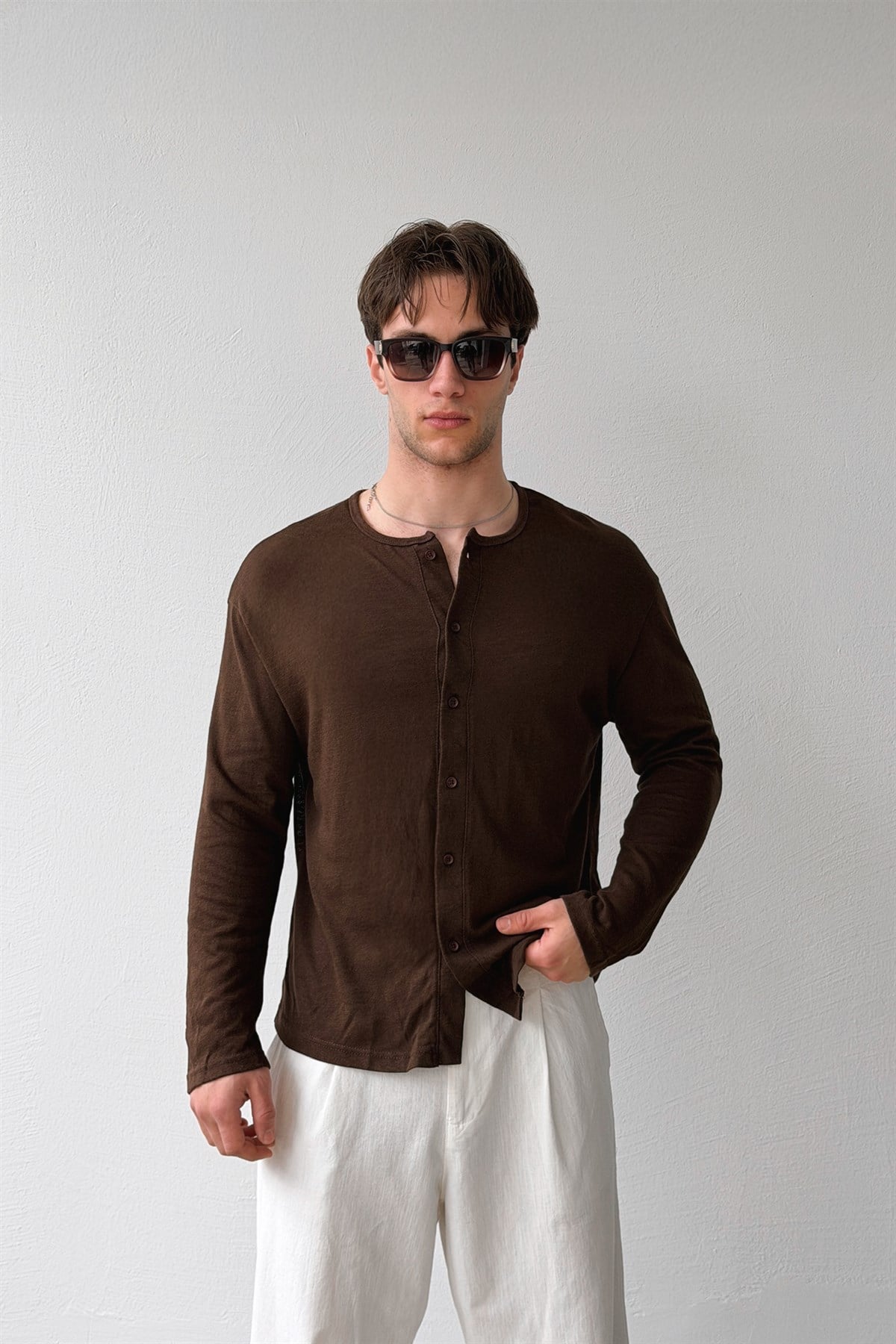 Düğmeli Oversize İnce Hırka