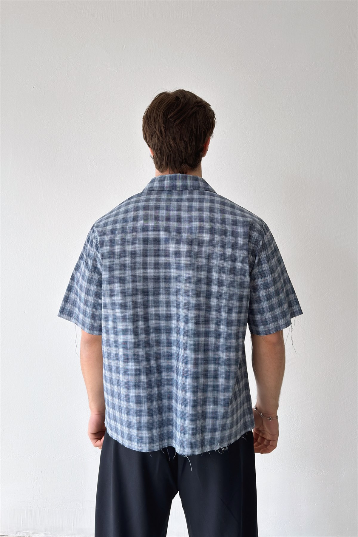 Ekose Pamuklu Poplin Crop Gömlek