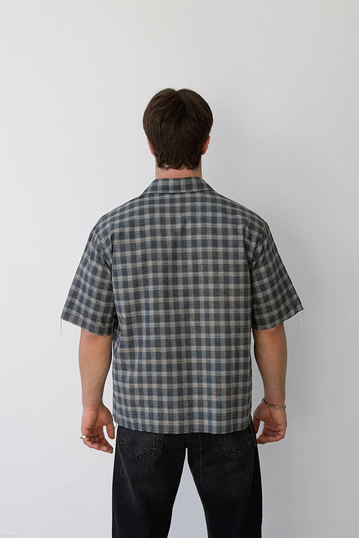 Ekose Pamuklu Poplin Crop Gömlek