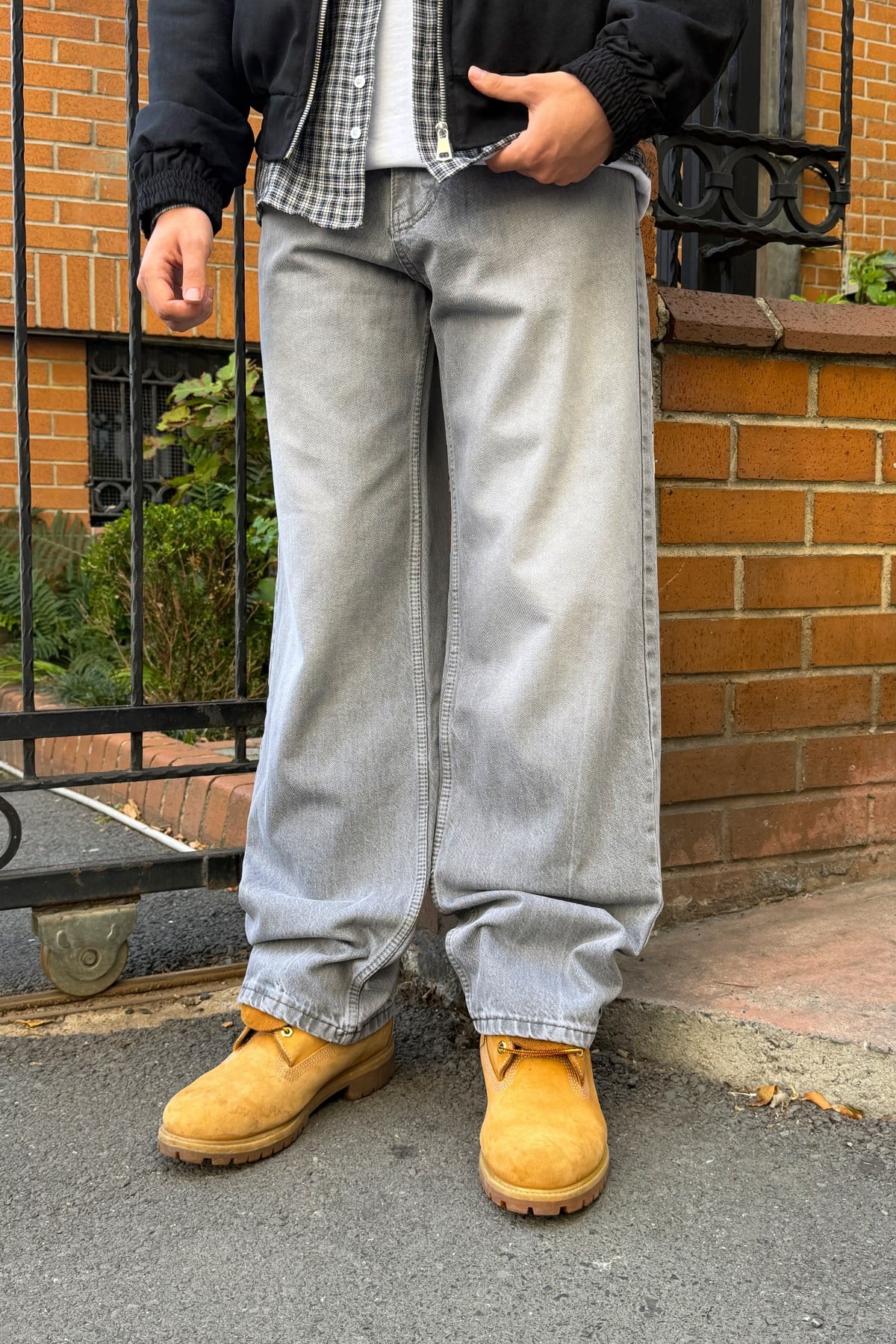 Gravel Ash Grey Baggy Fit Jeans