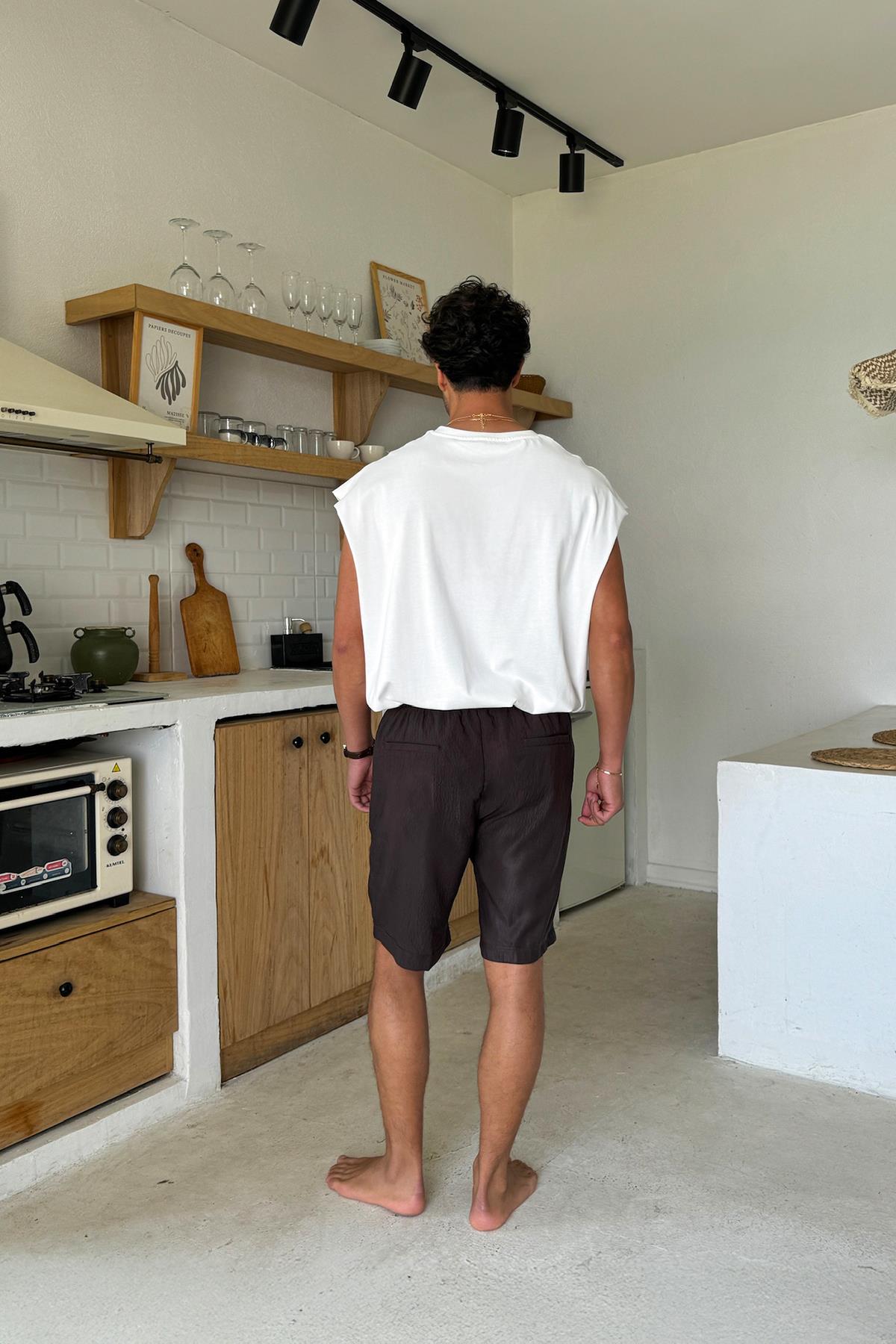 Kahverengi Ekstra Rahat Bel Lastikli Şort