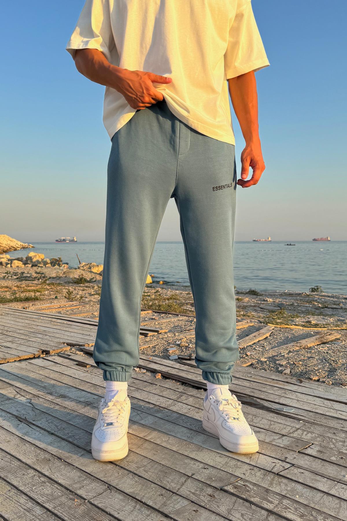 Essentials Baskılı Yeşil Jogger Eşofman Altı