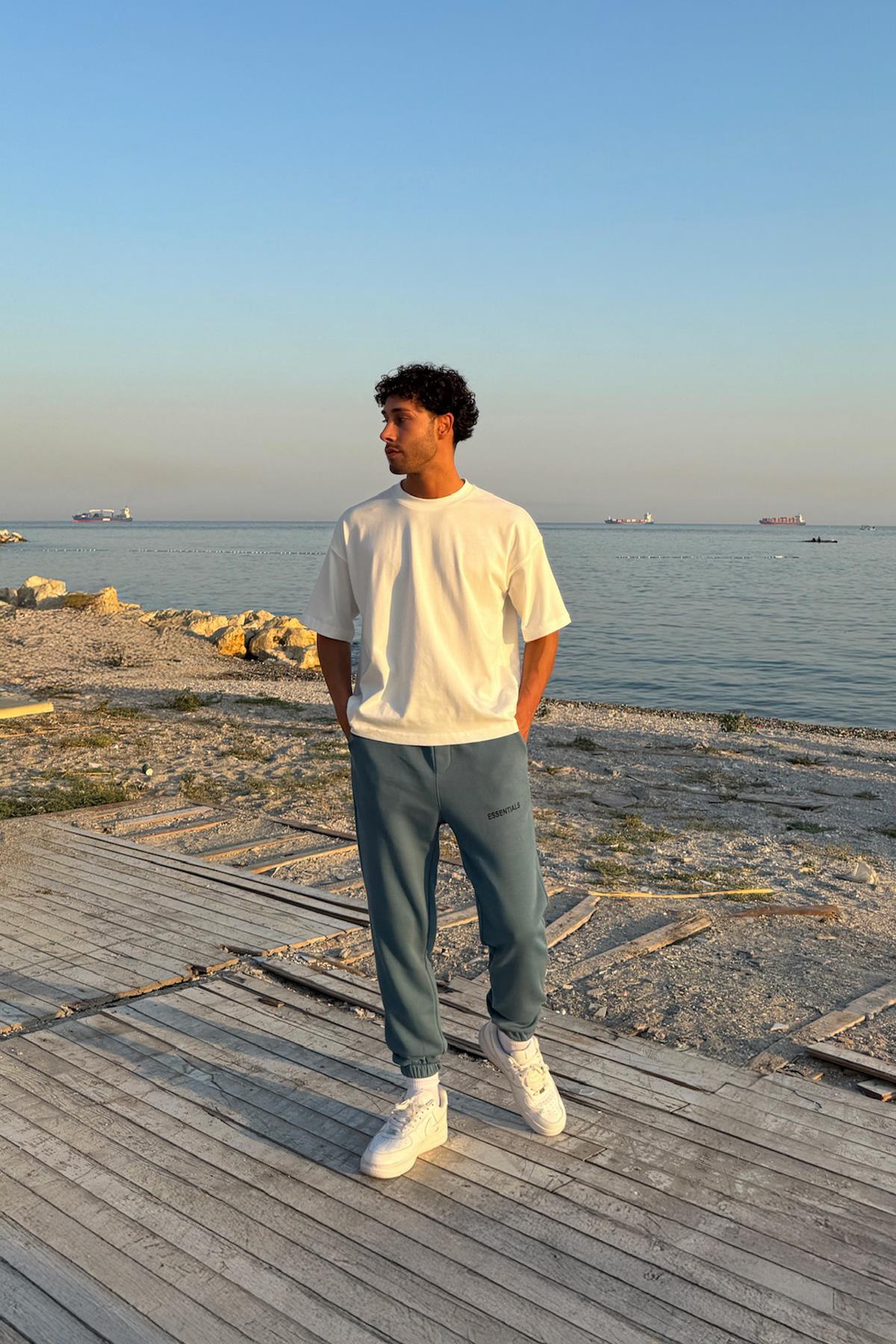 Essentials Baskılı Yeşil Jogger Eşofman Altı