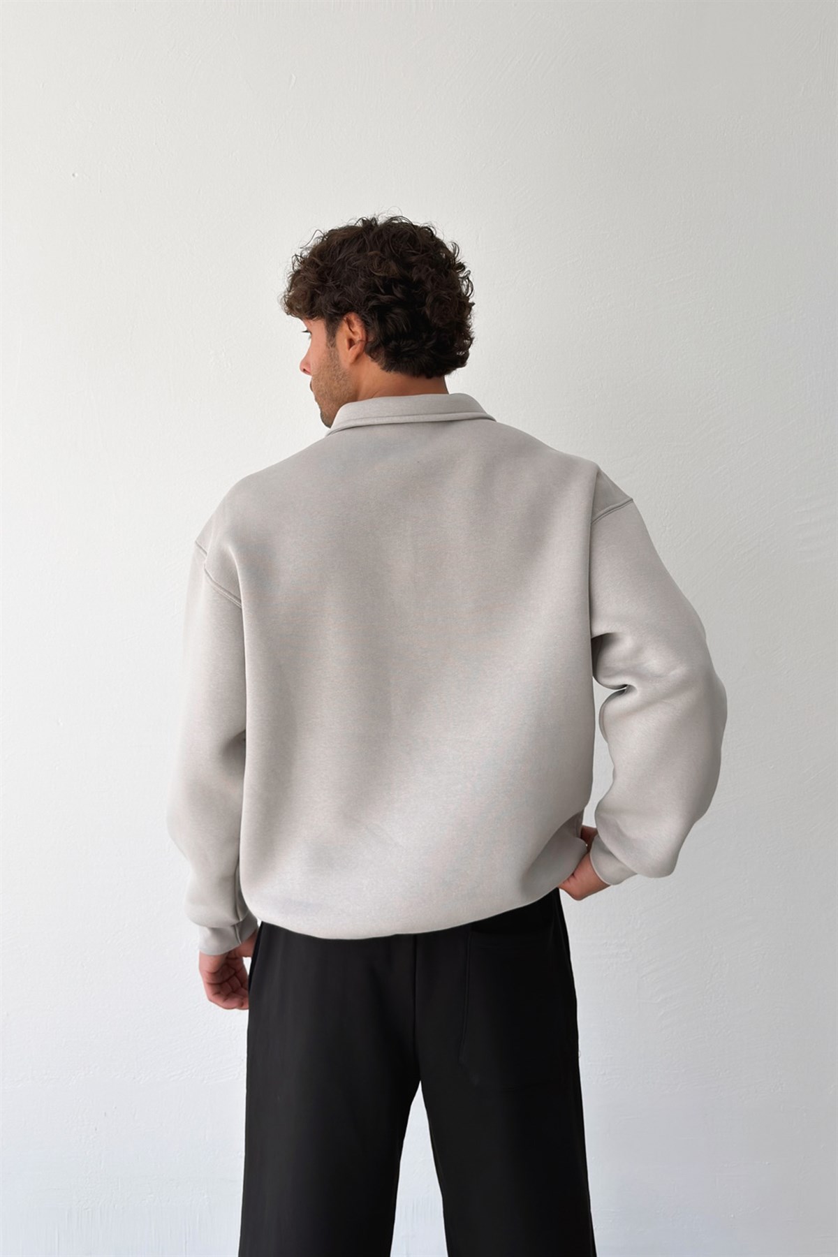 Essentials Baskılı Polo Yaka Sweatshirt