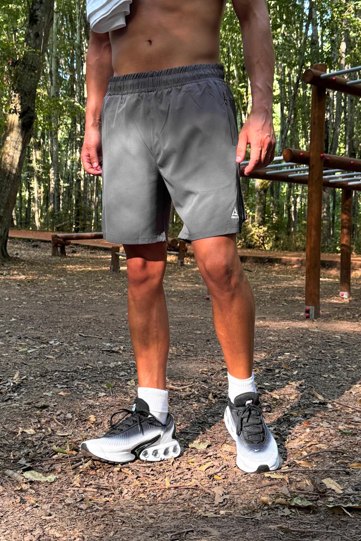 Fermuar Cepli Sportif Şort Füme