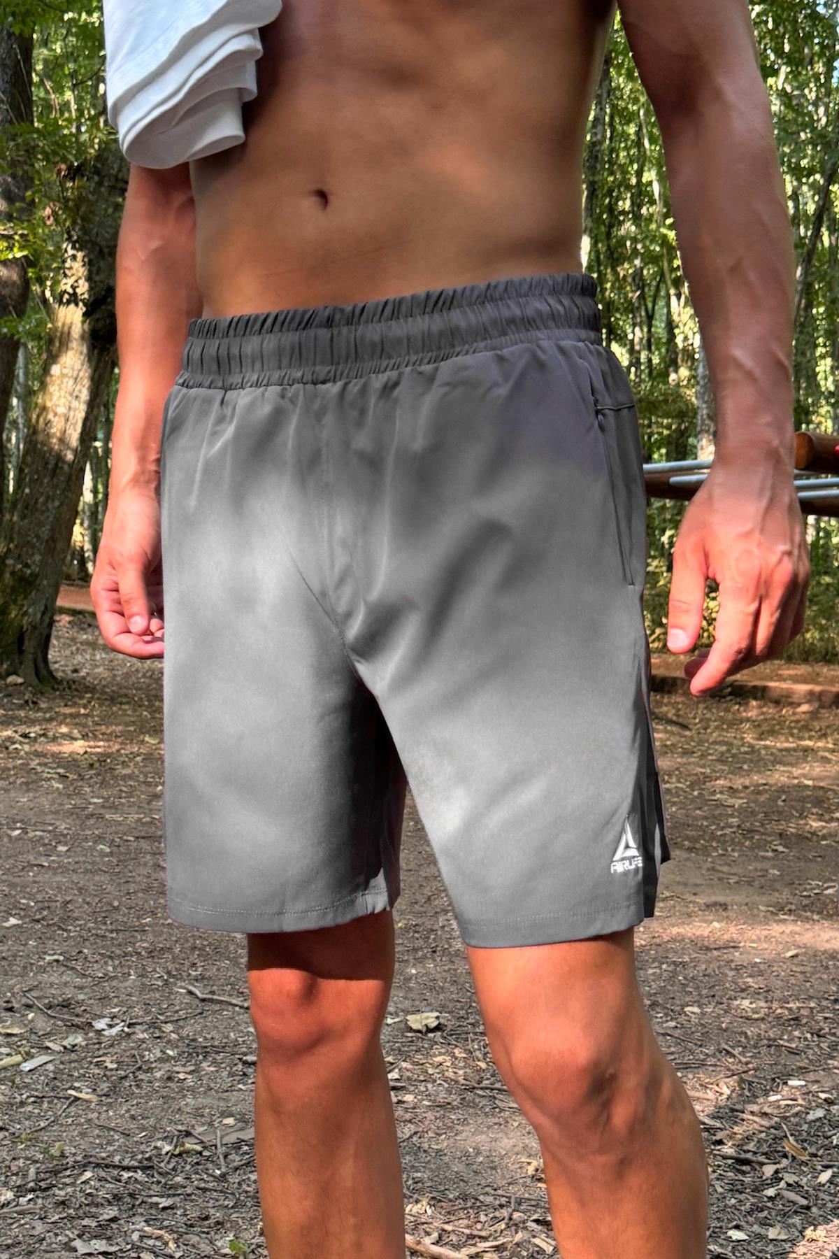 Fermuar Cepli Sportif Şort Füme