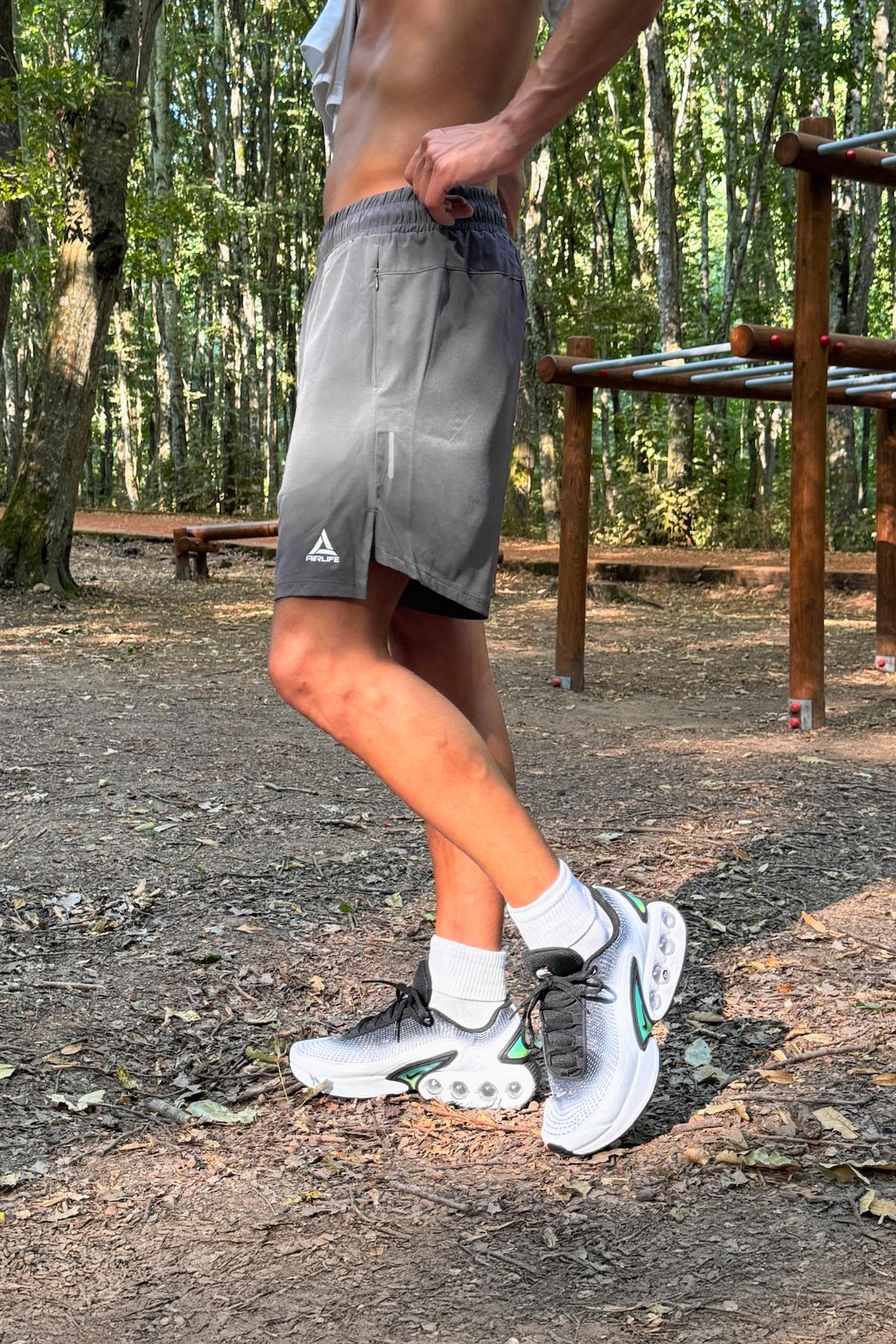 Fermuar Cepli Sportif Şort Füme