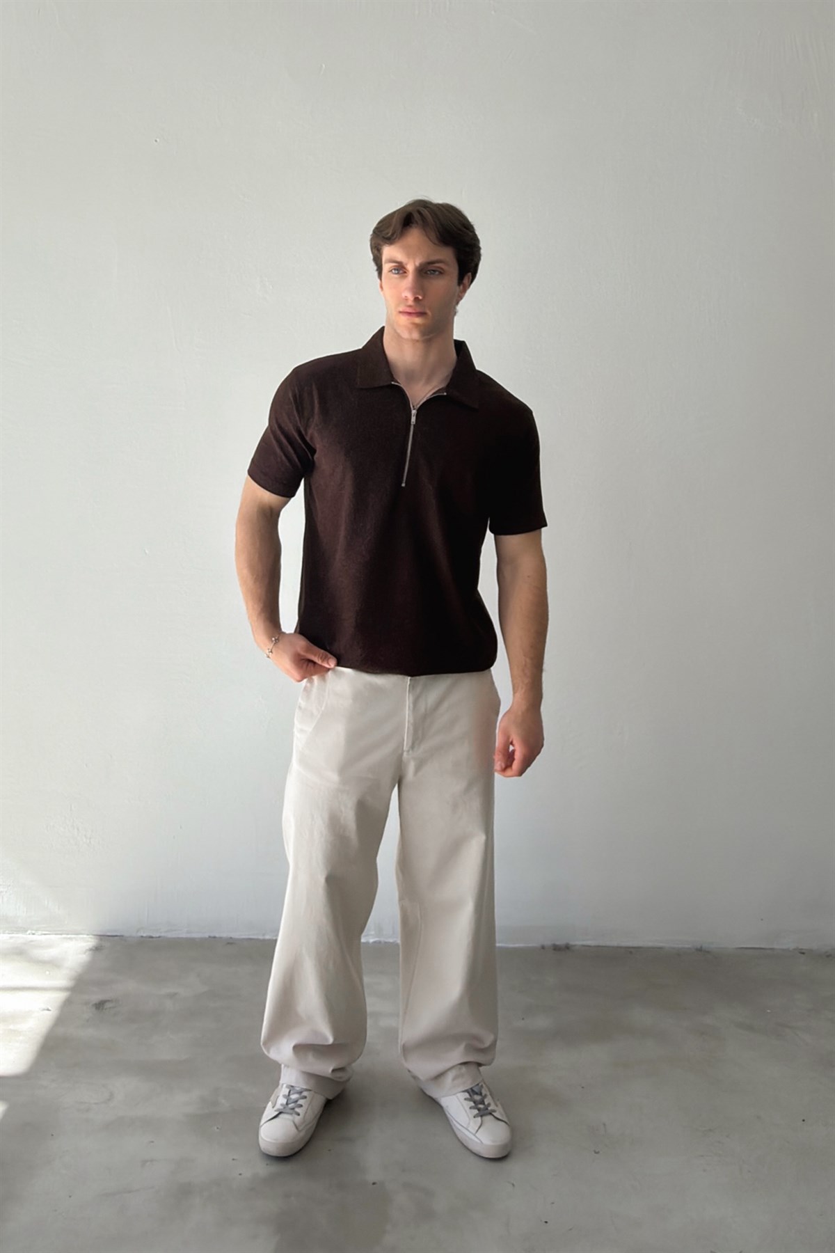 Fermuarlı Dokuma Tişört